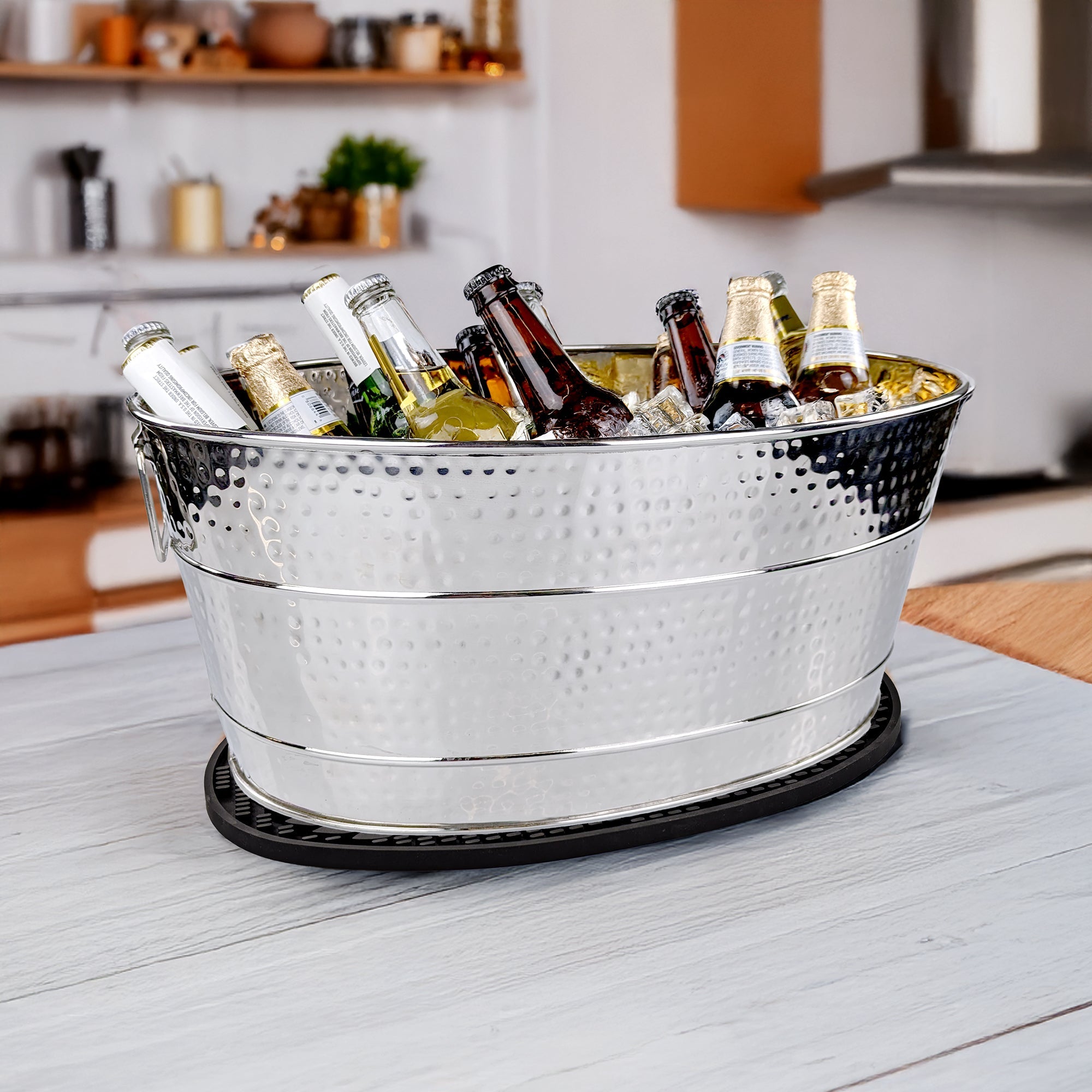 Aspen Metal Tub with Party Mat for Chilling Drinks Stainless Steel | BREKX