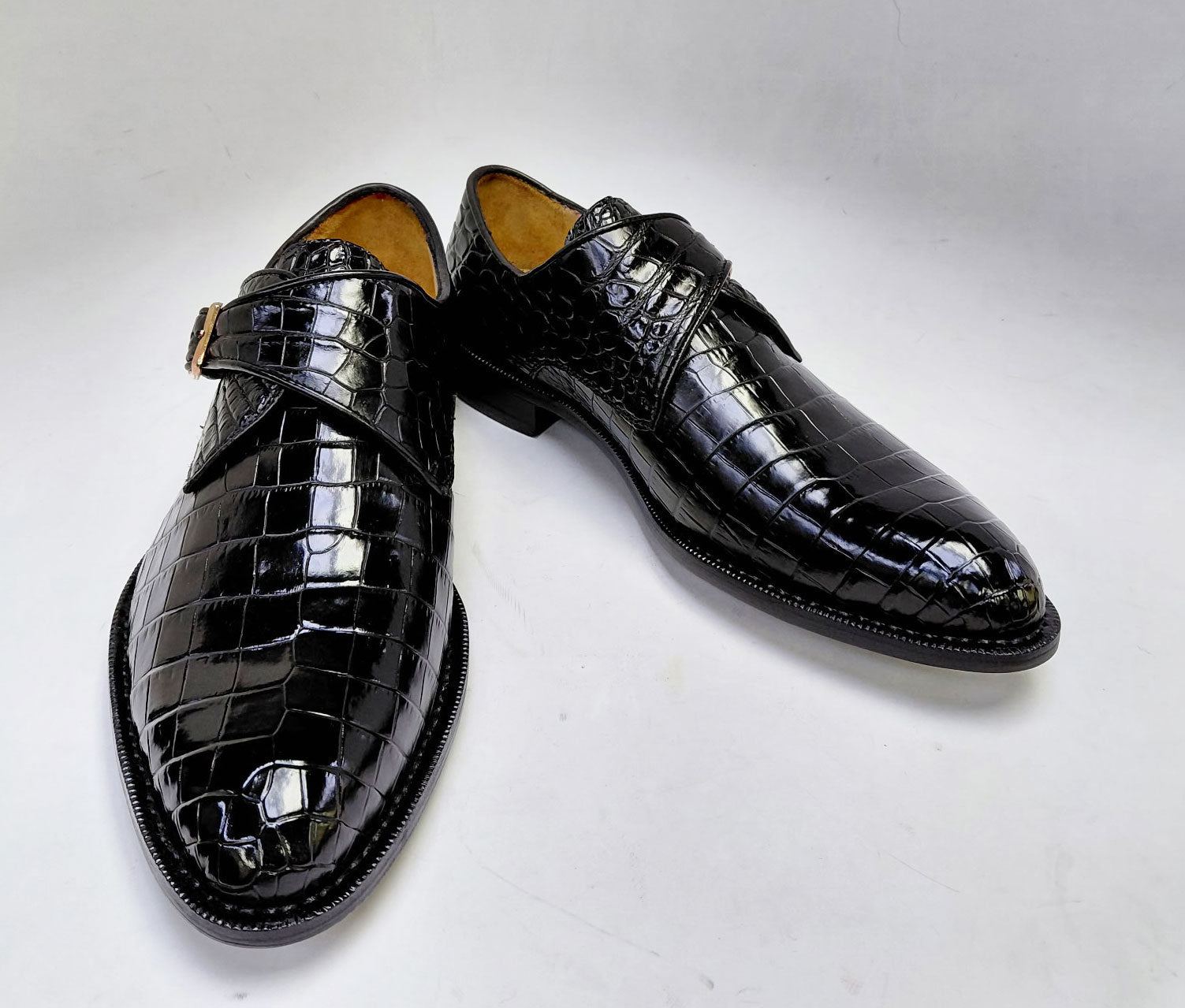 Maurice Jersey Alligator Monkstrap Shoe - Black