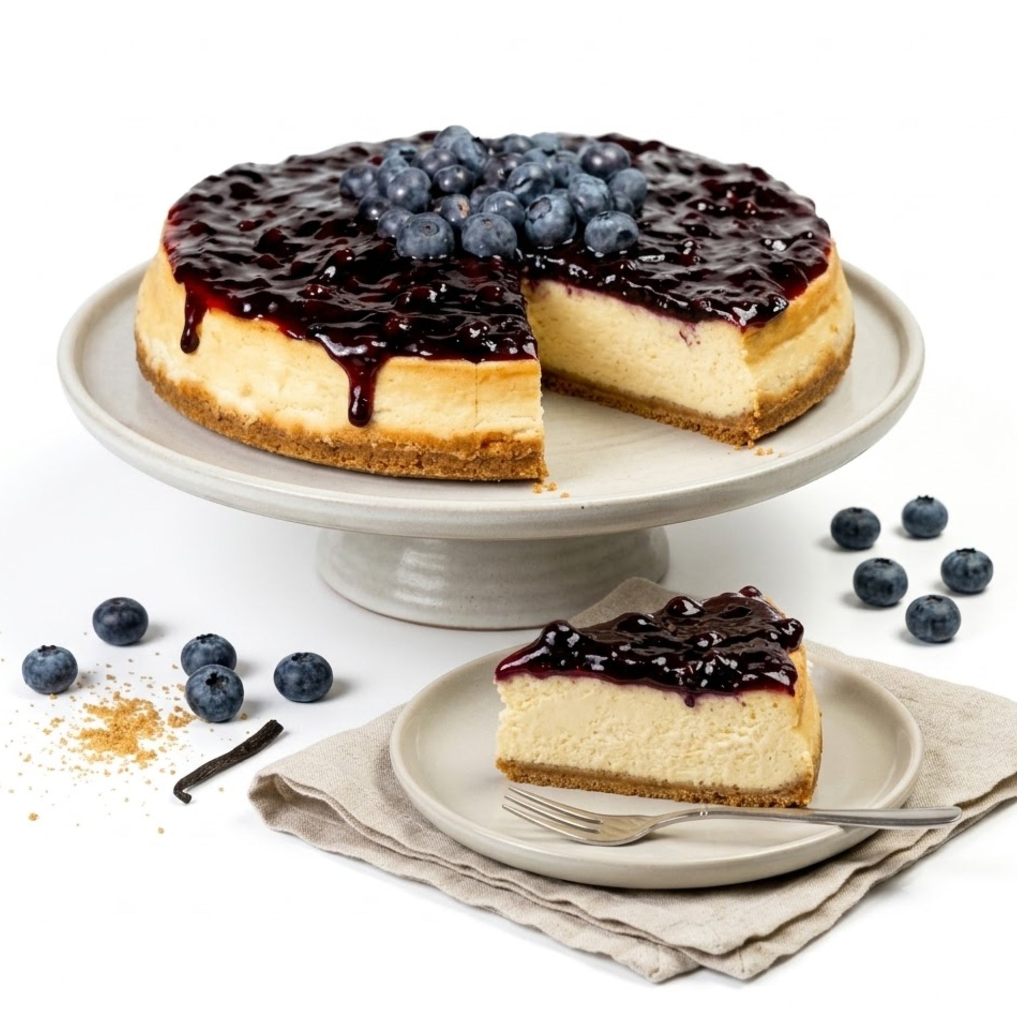 Andy Anand Luxurious Blueberry Cheesecake, 9-Inch, 2 lb – Handcrafted with Real California Cream Cheese, Juicy Blueberries, Birthday Gift
