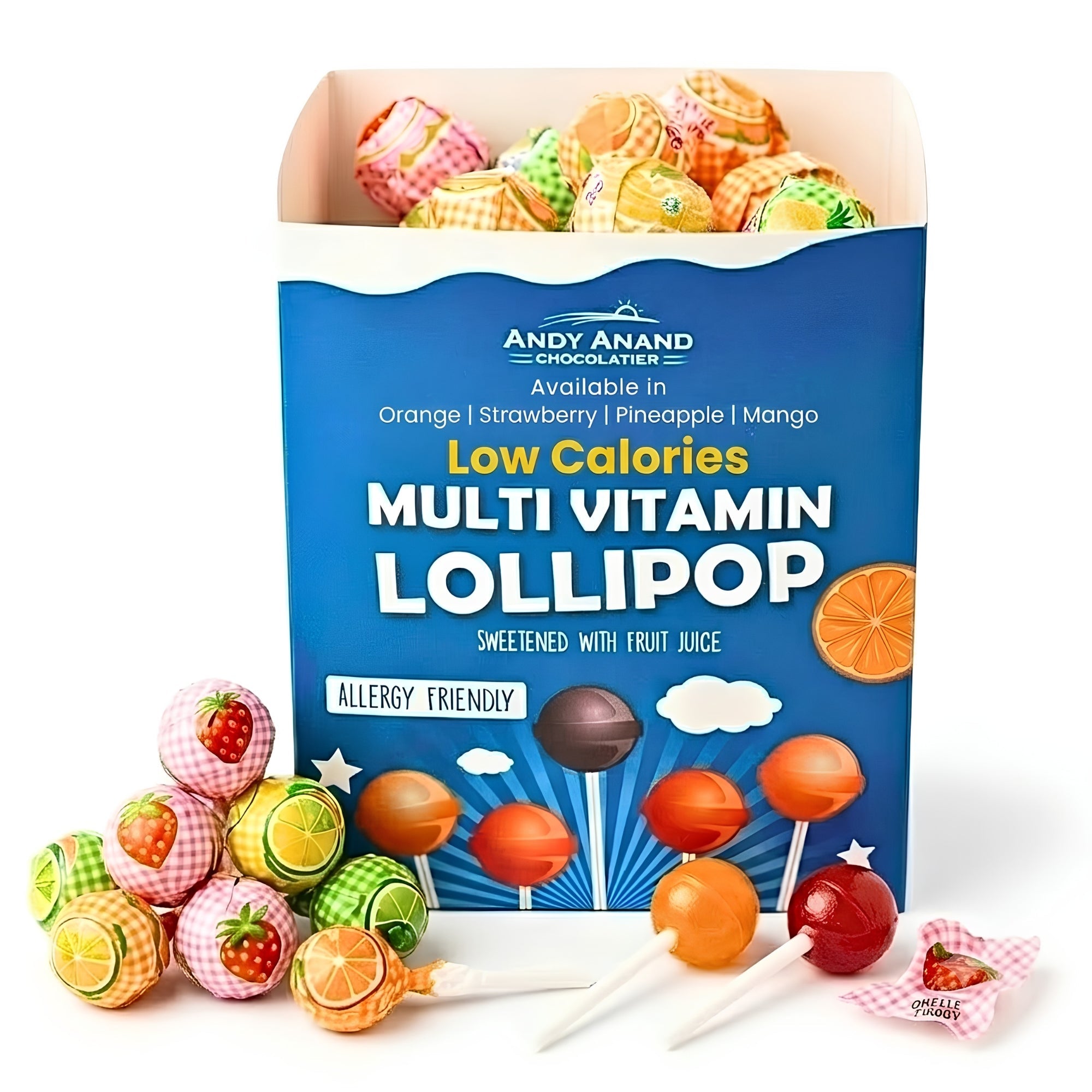 Andy Anand Multivitamin Lollipops, 29 ct, 8.8 oz – Real Fruit Juice, Keto, Kids Multivitamin Support, Birthday & Holiday Gift