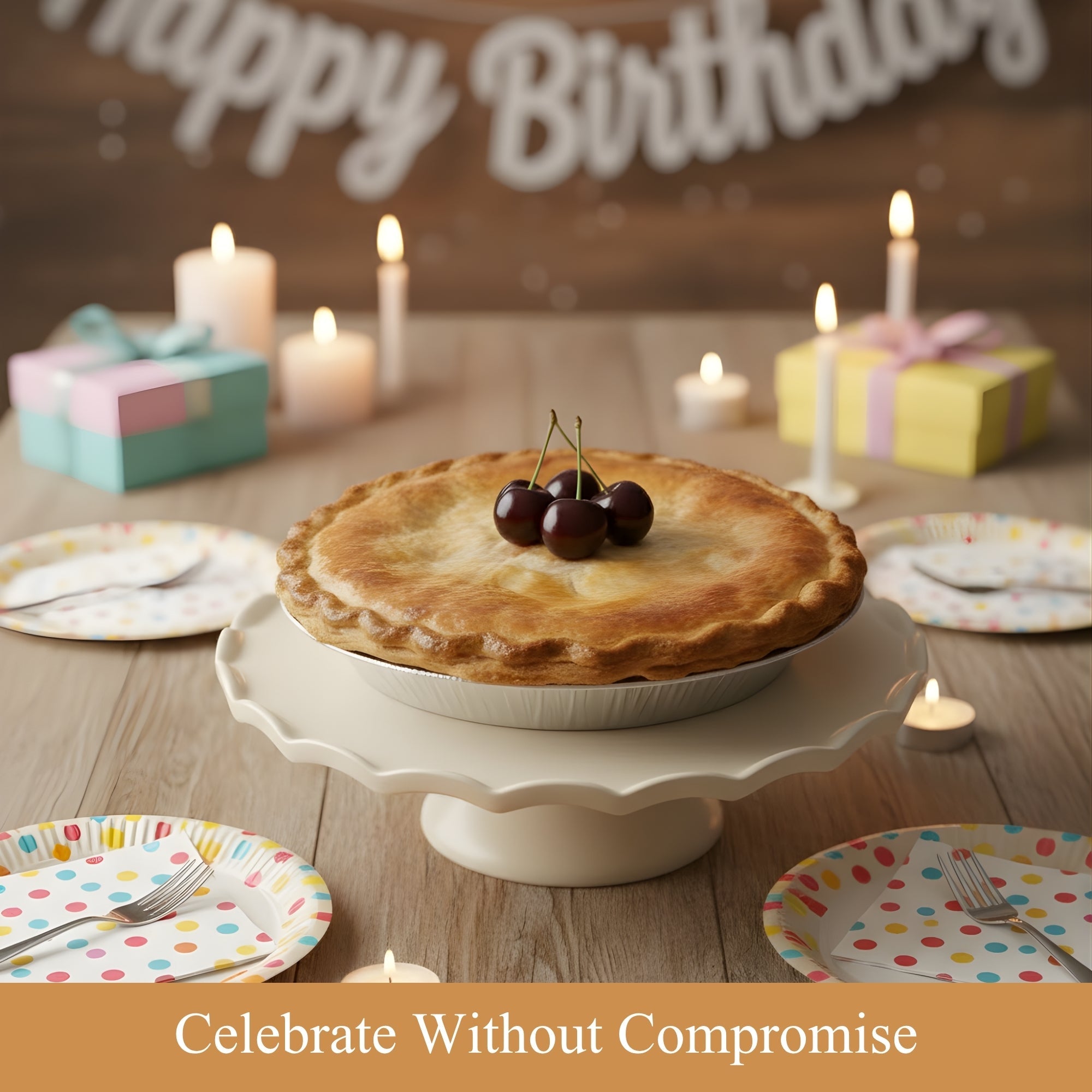 Andy Anand Sugar-Free Cherry Pie, 2.9 lb – Keto & Diabetic-Friendly, Whole Cherries, Flaky Crust, No Added Sugar, Birthday & Holiday Gift