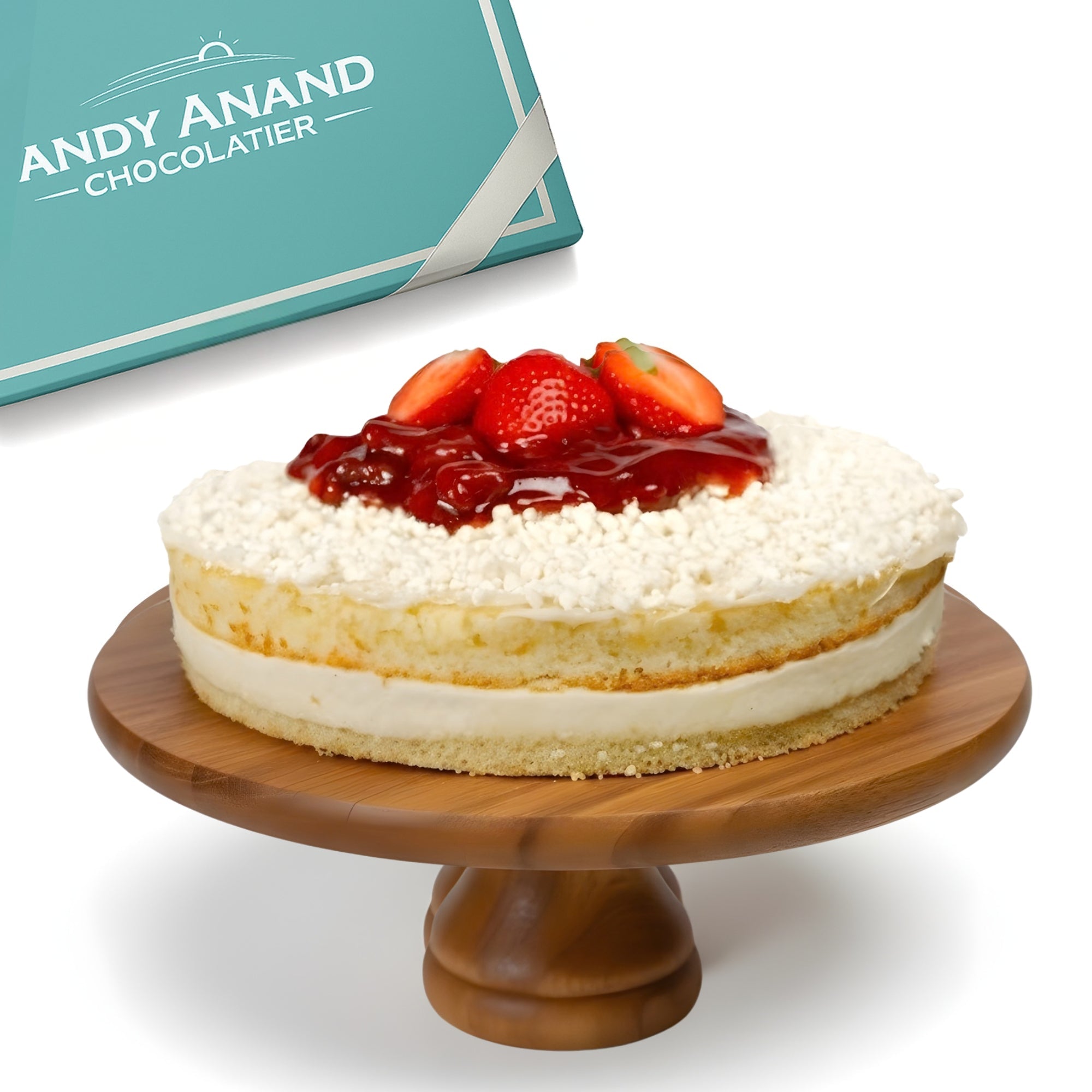Andy Anand Sugar-Free White Chocolate Strawberry Cake, 2.5 lb – Keto & Diabetic-Friendly, Real Strawberries, Creamy White Chocolate Gift