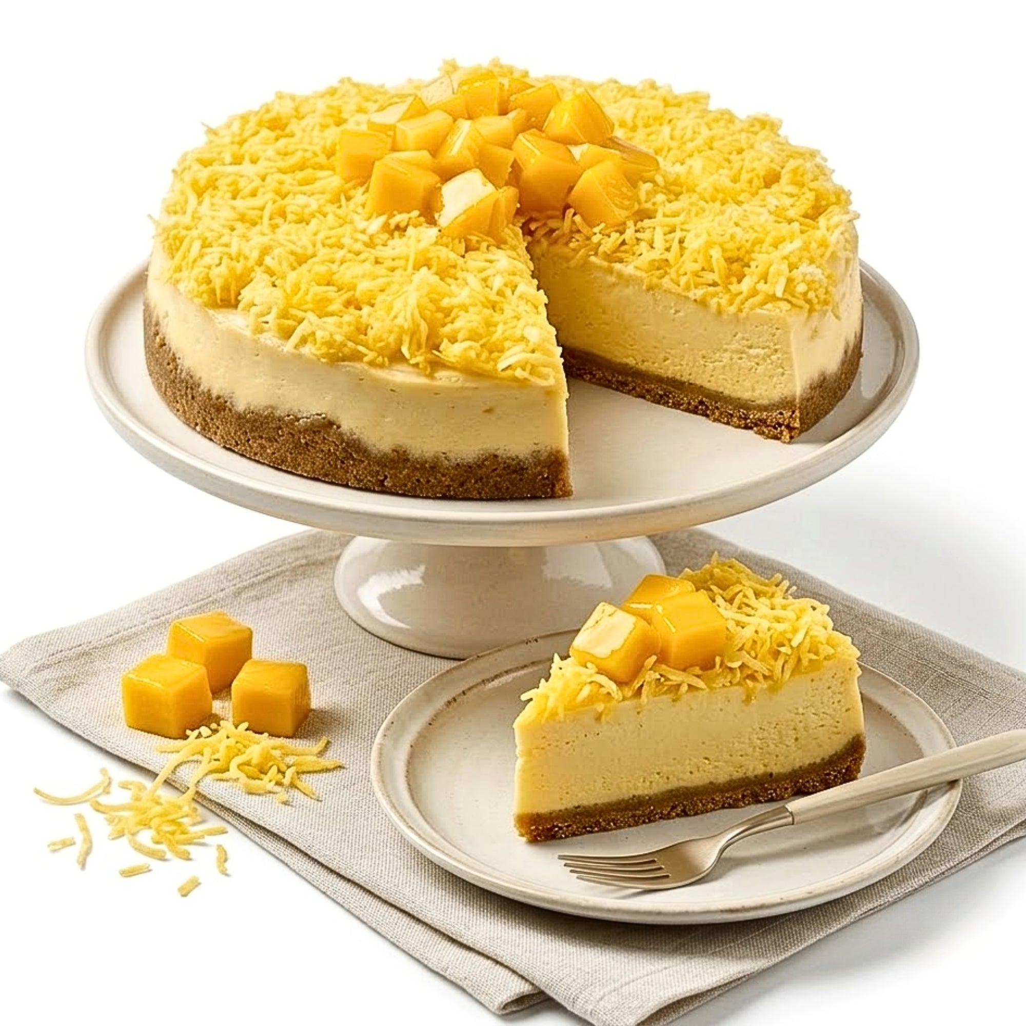 Andy Anand Mango Cheesecake, 9-Inch, 2 lb – Freshly Baked, Real California Cream Cheese, No Preservatives, Traditional Recipe, Birthday Gift