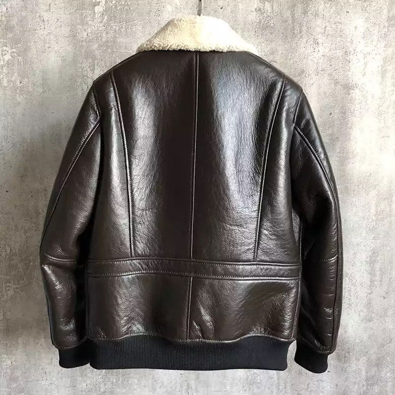 B3 Bomber Jacket Natural Sheep Fur Coat – Winter Warm Sheepskin Jacket