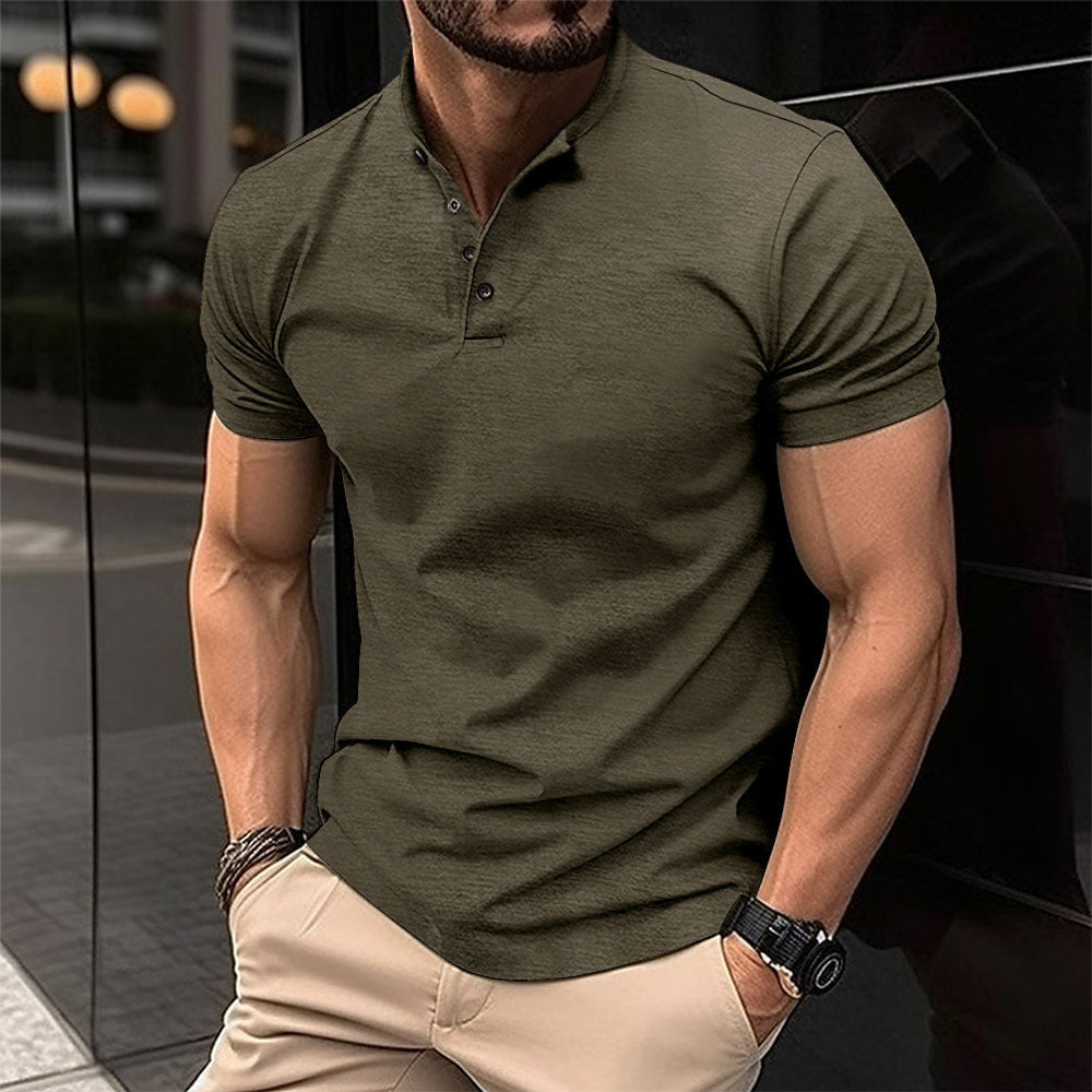 Men's Button Henley Neck Sports Polo Shirt