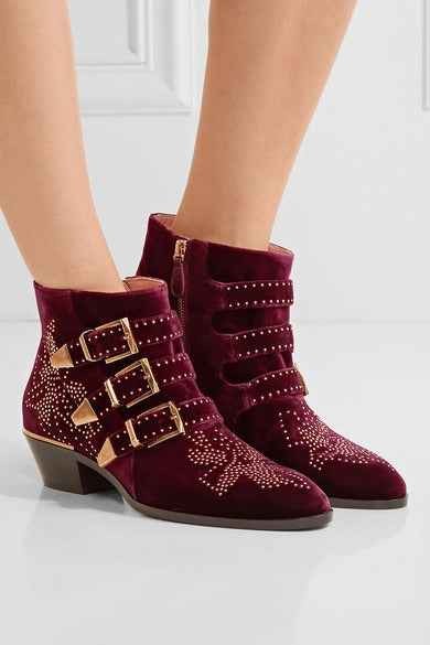 Studded Snake Skin Ankle Boots For Woman Buckle Strap Genuine Leather Chunky Heel Martin Boots Women Luxury