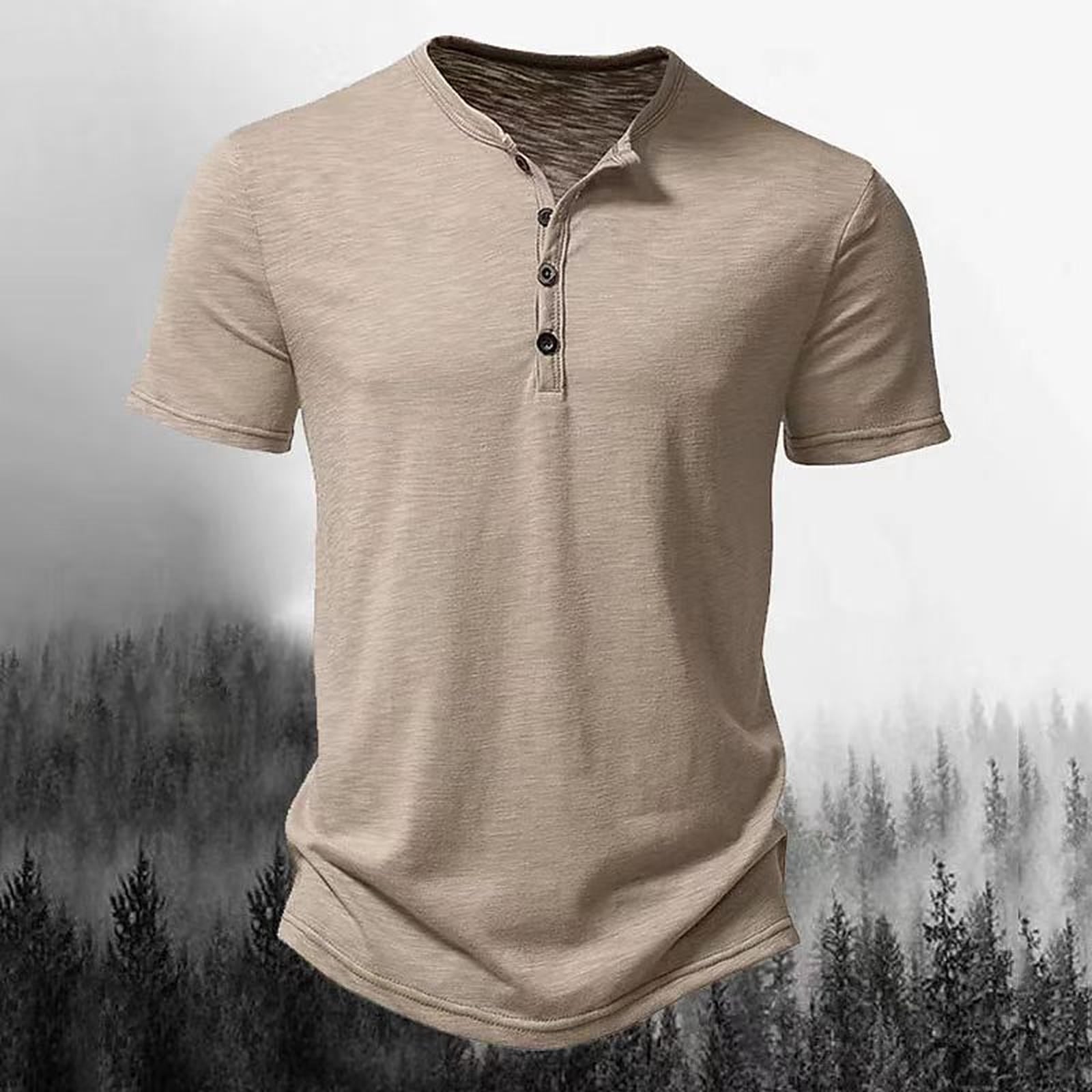 Solid color Henry collar T-shirt Polo shirt