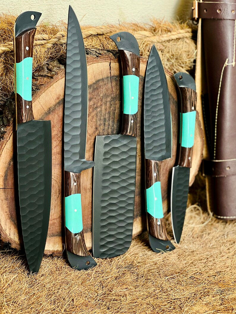 Here’s a fresh, seasonal rewrite with trending keywords and SEO-optimized structure: Product Title: Premium Knofe Set – 13" Forged Stainless Steel Blade with Wenge Wood & Resin Handle + Leather Sheath
