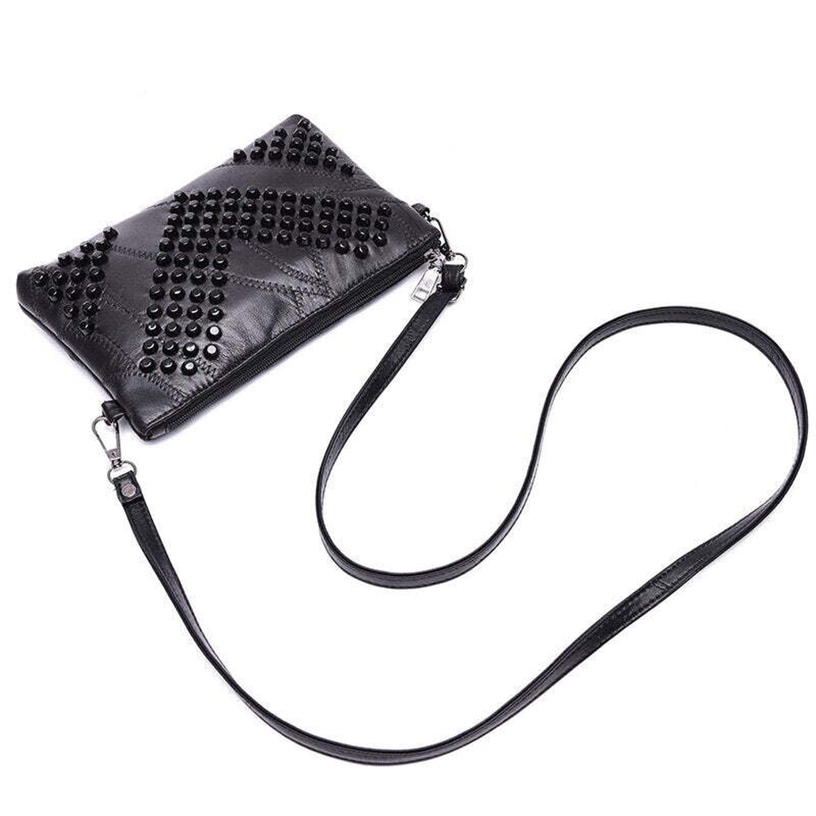 Fashion Genuine Leather Women Bag Messenger Bags Rivet Shoulder Bag Clutch High Quality Crossbody Bags Female Purse Bolsas