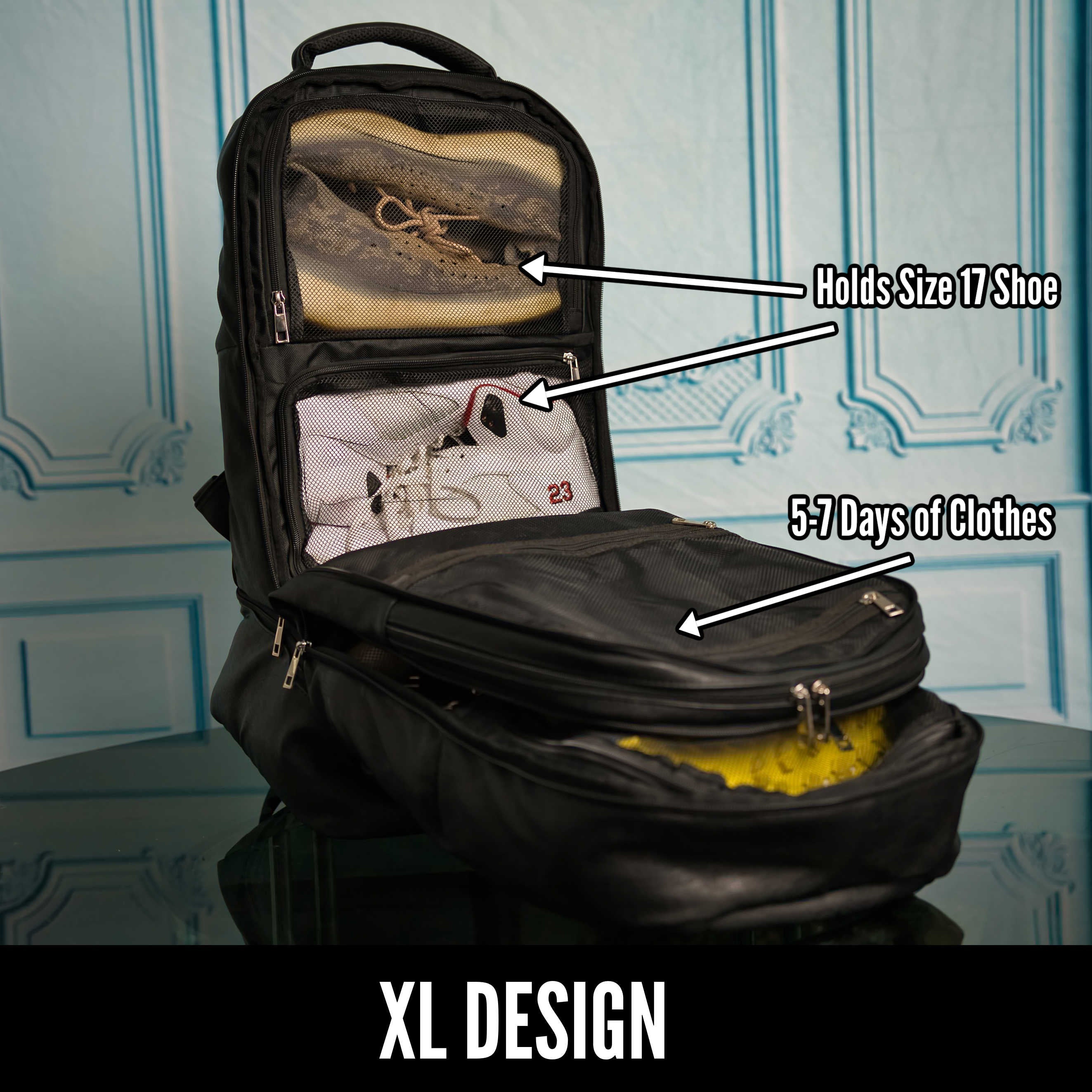 Black Leather Patented Carry-on Bag (XL Design) (Only 300 Made)
