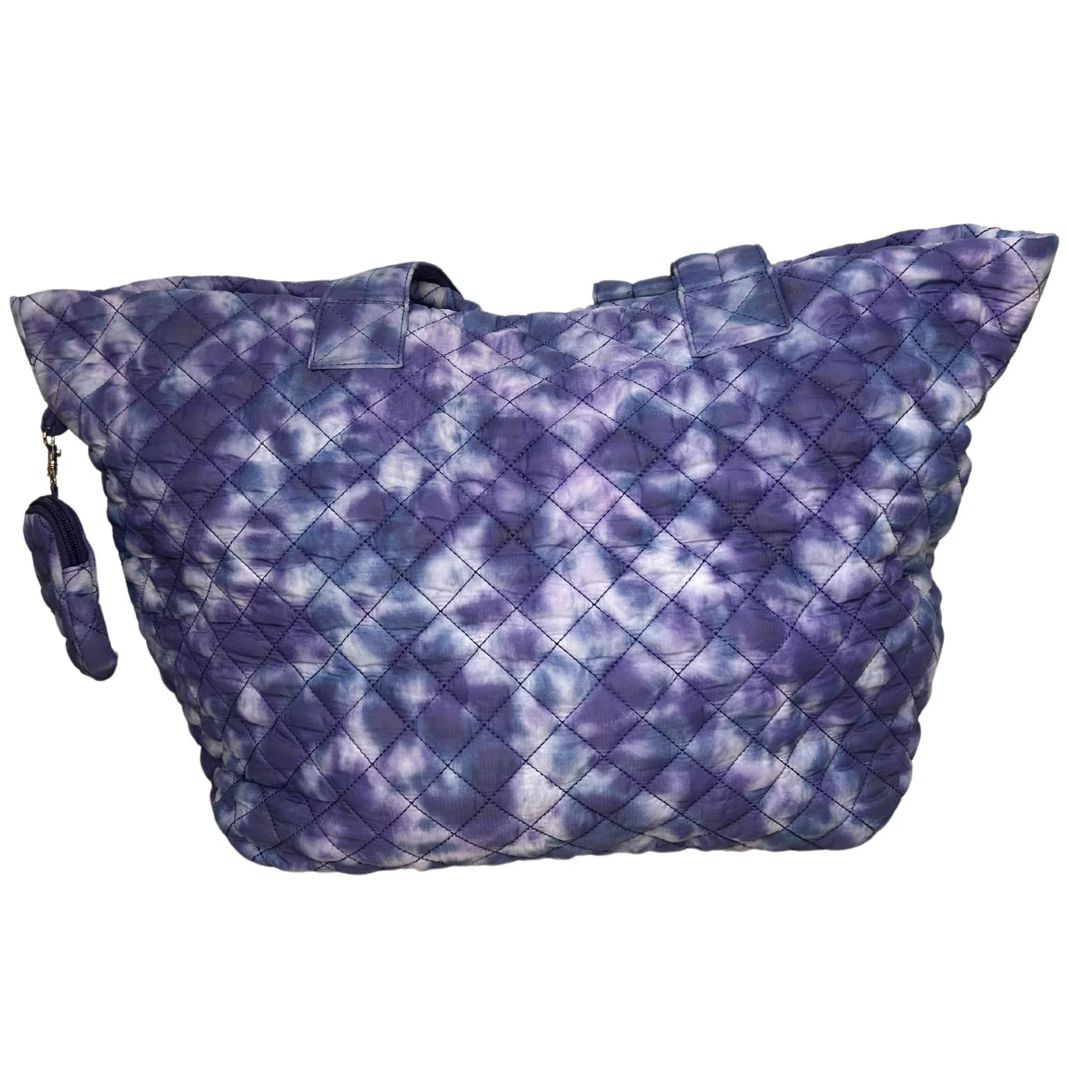 Large Quilted Nylon Zip-Top Tote Bag – Lightweight Travel & Beach Carryall