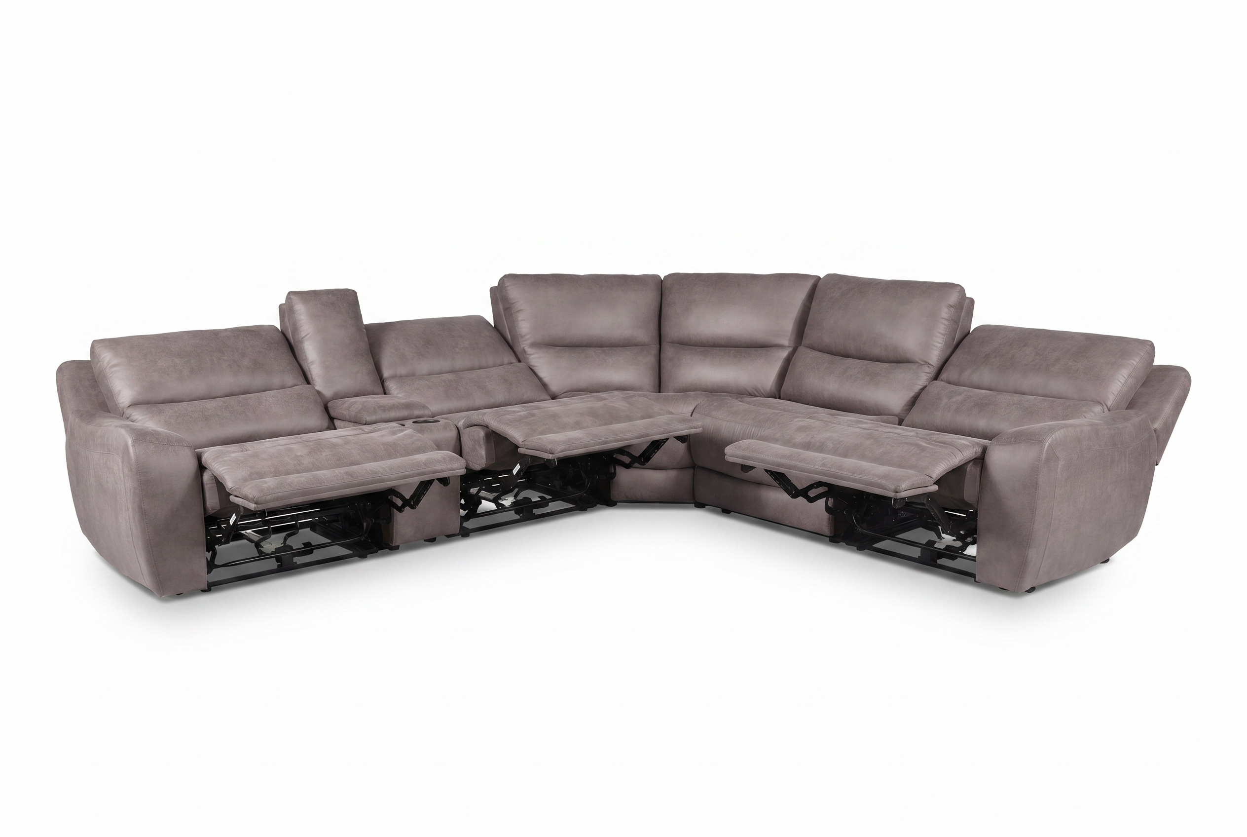 Branson Zero Slate 6-Piece Dual Power Reclining Modular Sectional with Storage Console