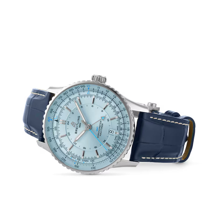 Breitling Navitimer Automatic GMT 41 – Stainless Steel with Blue Alligator Strap