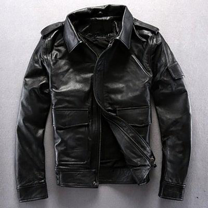 Bron Men’s G1 Cowhide Leather Jacket – Tan & Black Vintage Style