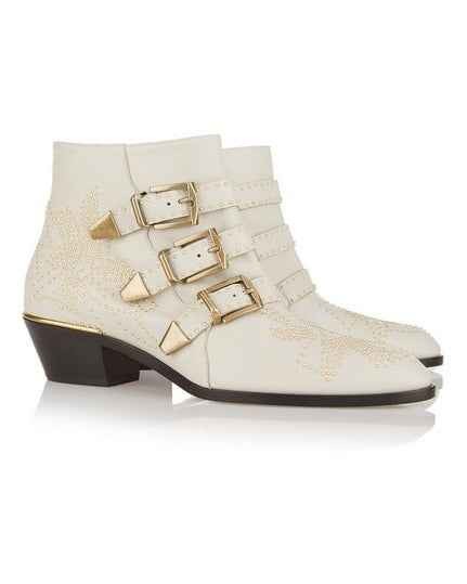 Studded Snake Skin Ankle Boots For Woman Buckle Strap Genuine Leather Chunky Heel Martin Boots Women Luxury