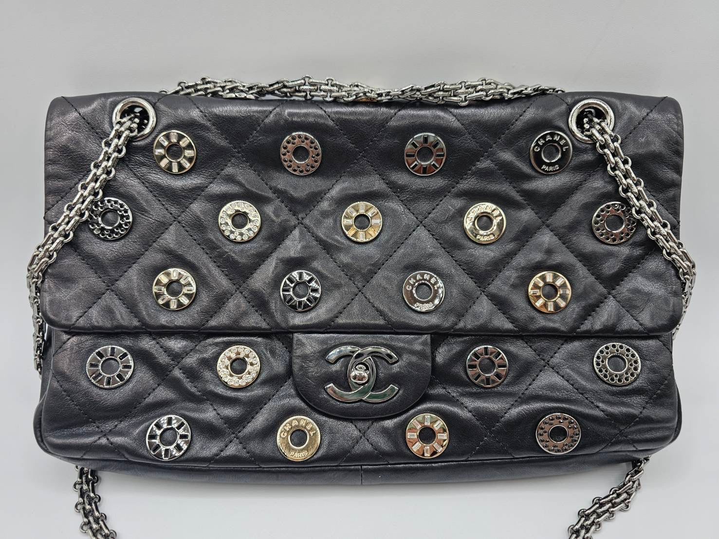 Chanel Star Attitude Flap Bag Grommet Embellished Quilted Leather Large