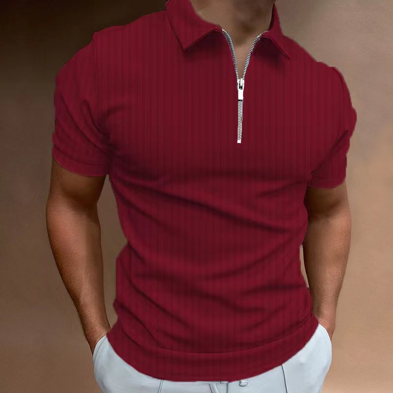 Striped Zip Polo Shirt