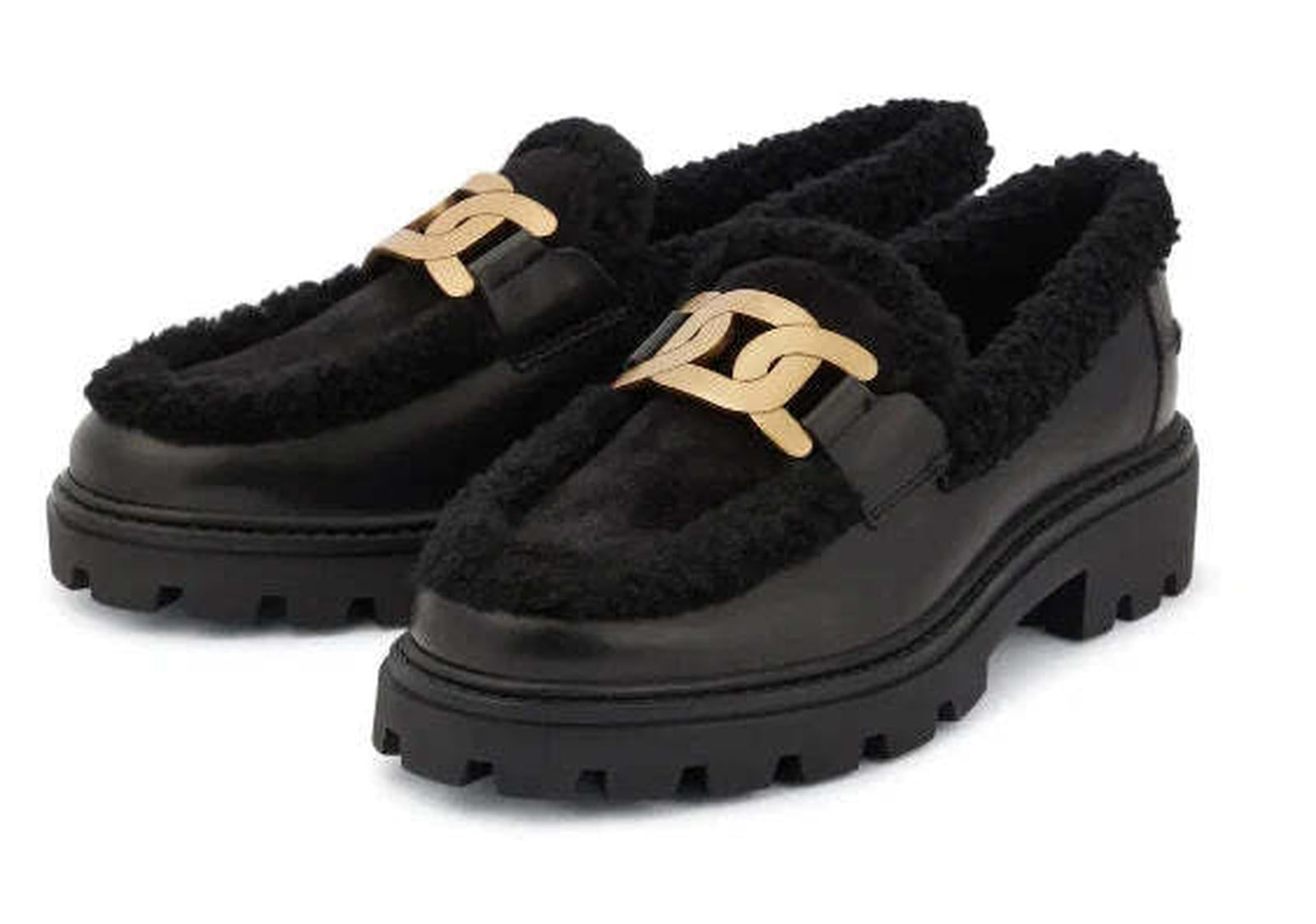 Ods Luxury Brand Sss-Grade White Mary Jane Brown Moccasin Genuine Leather Loafers With Fur For Women's Shoes Winter Warm