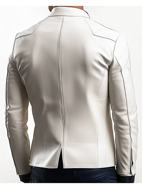 Caleb White Leather Blazer – Stylish Leather Blazer for Men