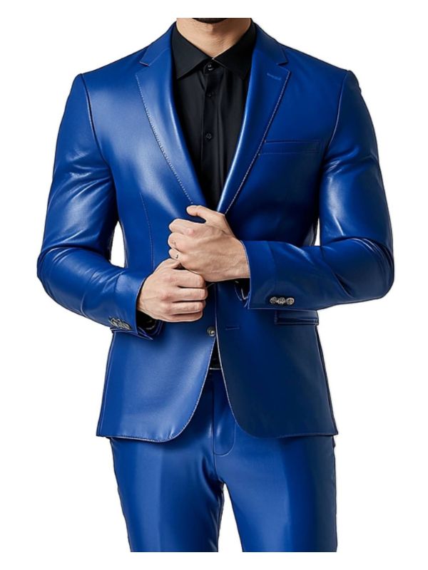 Charlie Blue Leather Blazer – Stylish Leather Blazer for Men