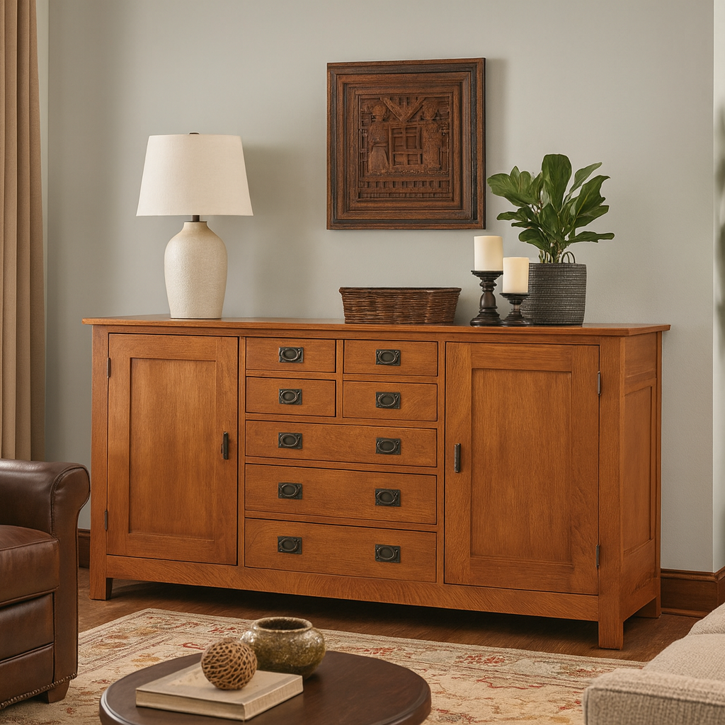 Mission 7 Drawer Sideboard with 2 Doors - Michael's Cherry (MC-A) - 82"