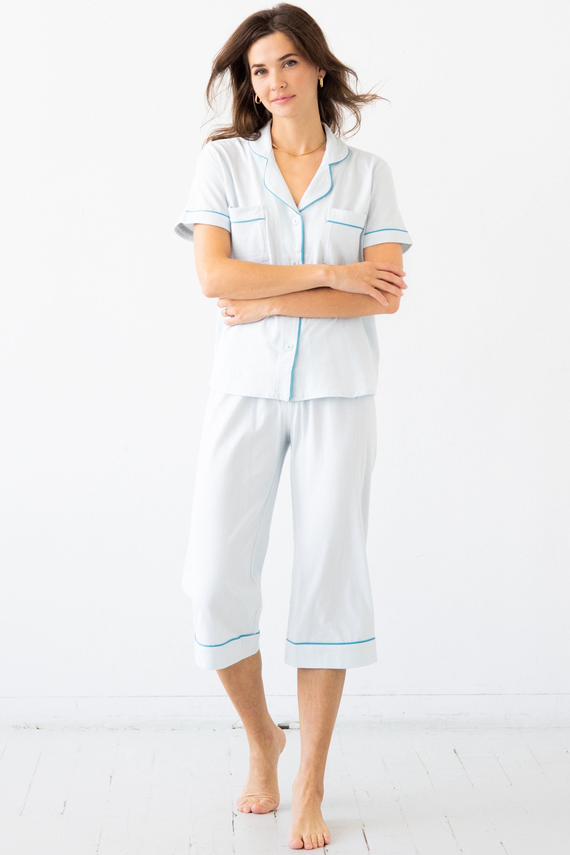 Classic Luxury Capri Pajamas in Brushed Pima Cotton