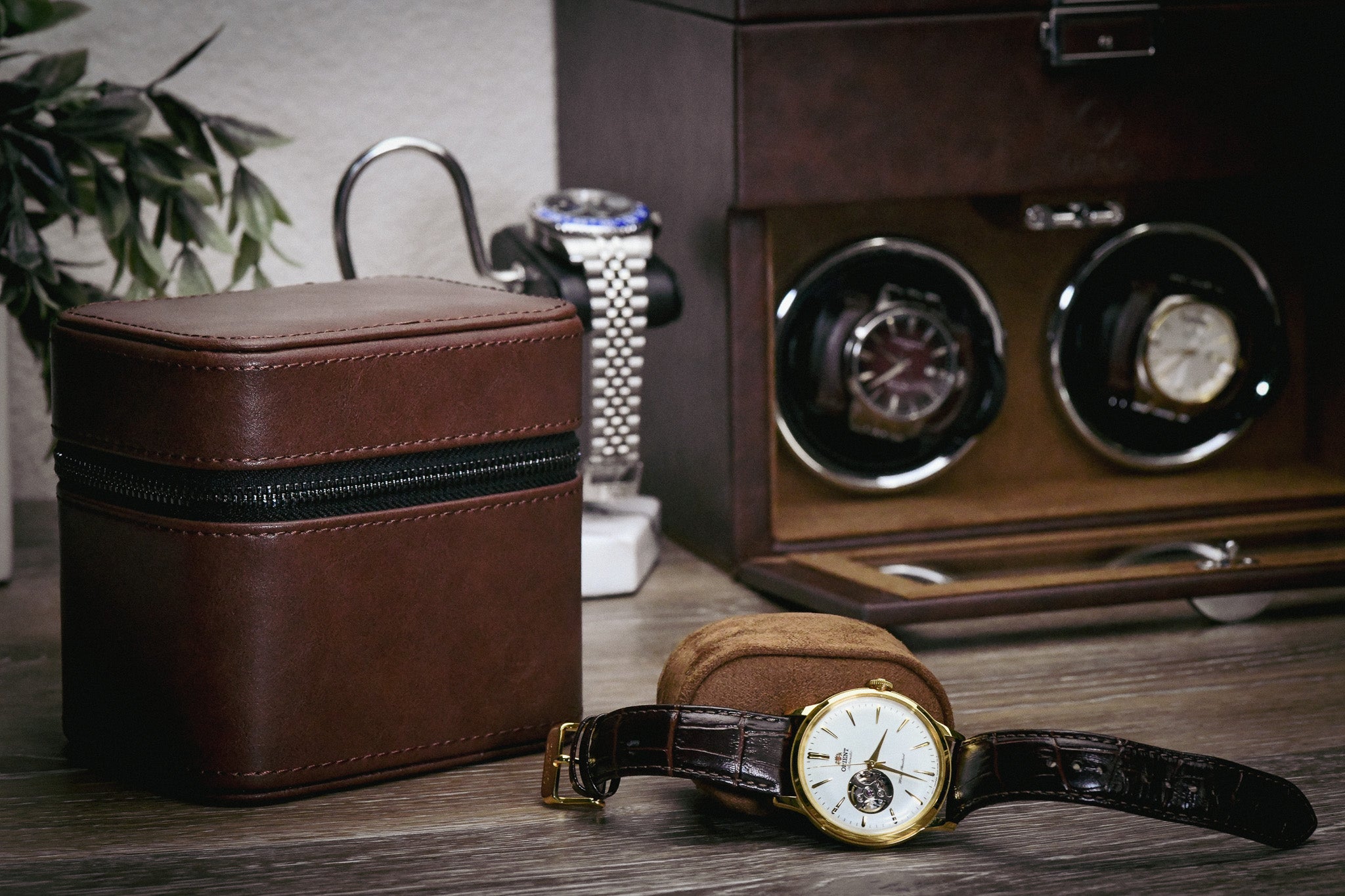 Watch and Jewelry Travel Case - Coffee Brown Leather