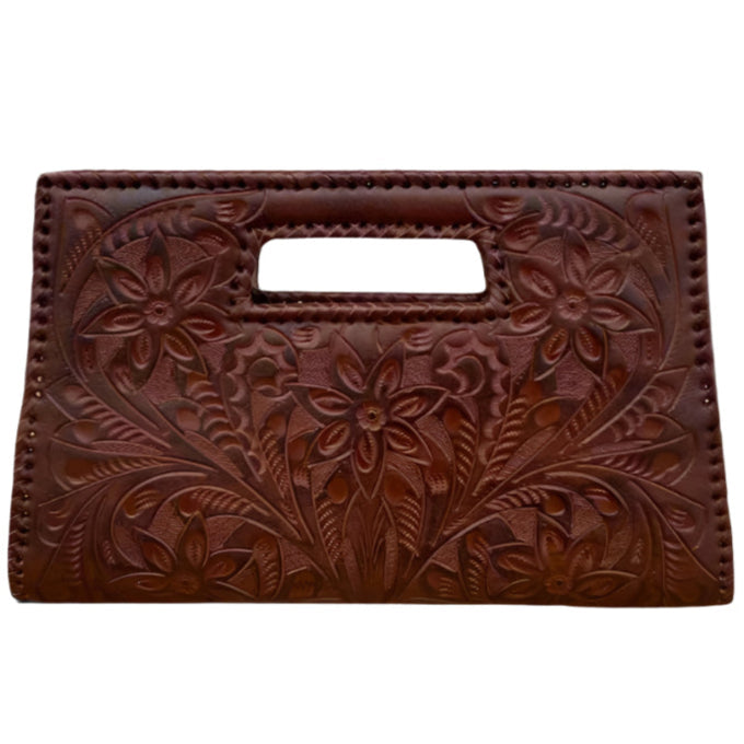 The Caroline| Hand-Tooled Leather Clutch & Crossbody