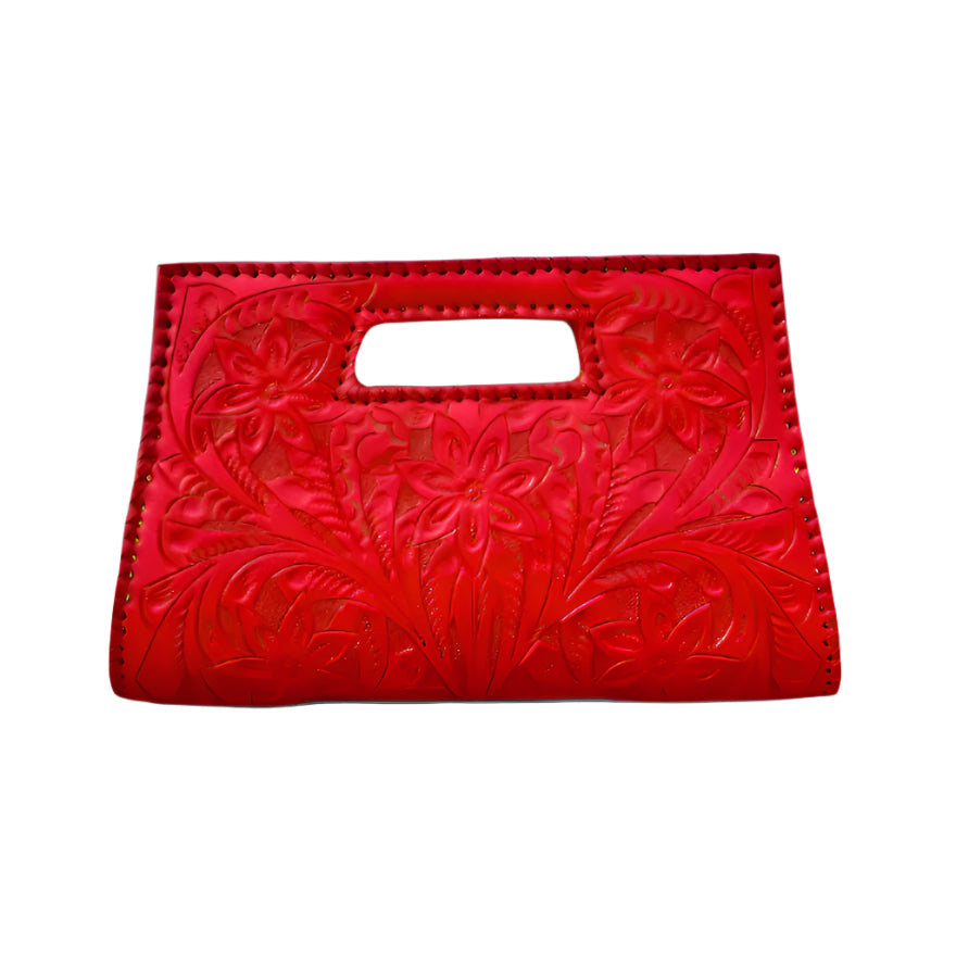 The Caroline| Hand-Tooled Leather Clutch & Crossbody