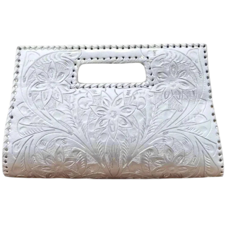 The Caroline| Hand-Tooled Leather Clutch & Crossbody