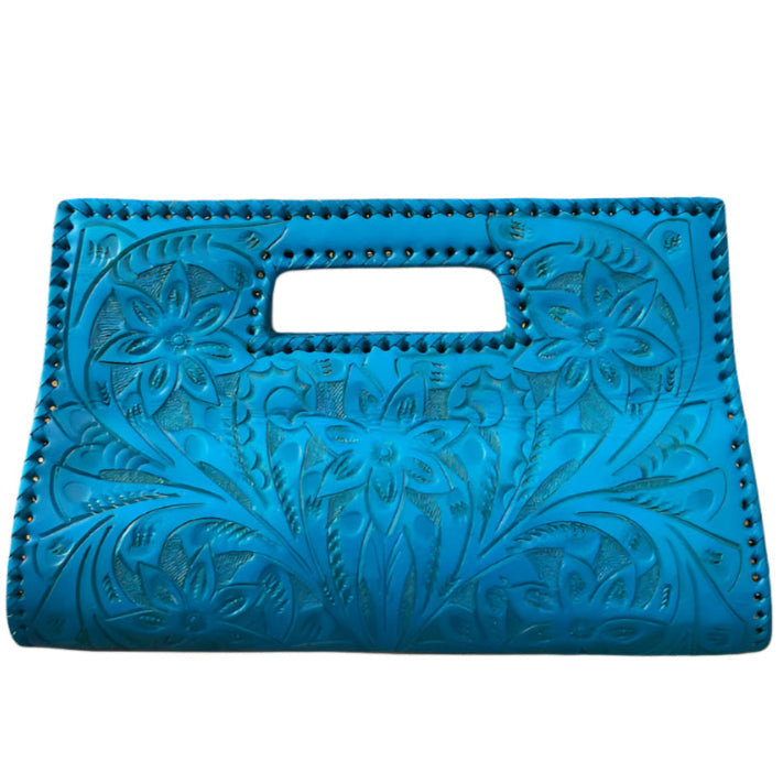 The Caroline| Hand-Tooled Leather Clutch & Crossbody
