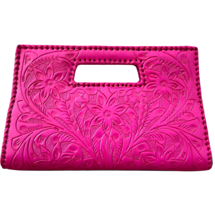 The Caroline| Hand-Tooled Leather Clutch & Crossbody