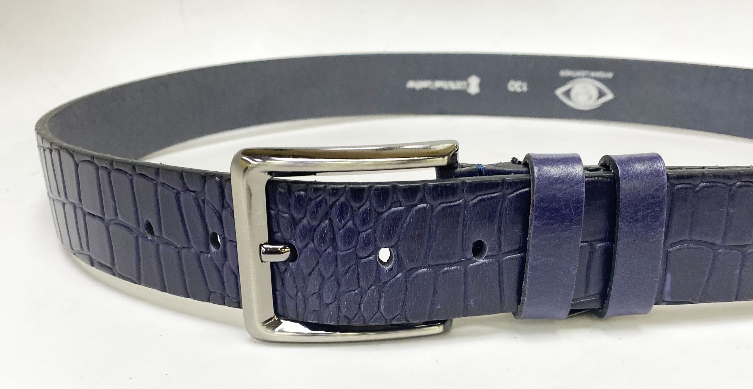 Maurice Crocodile Leather Belt - Navy