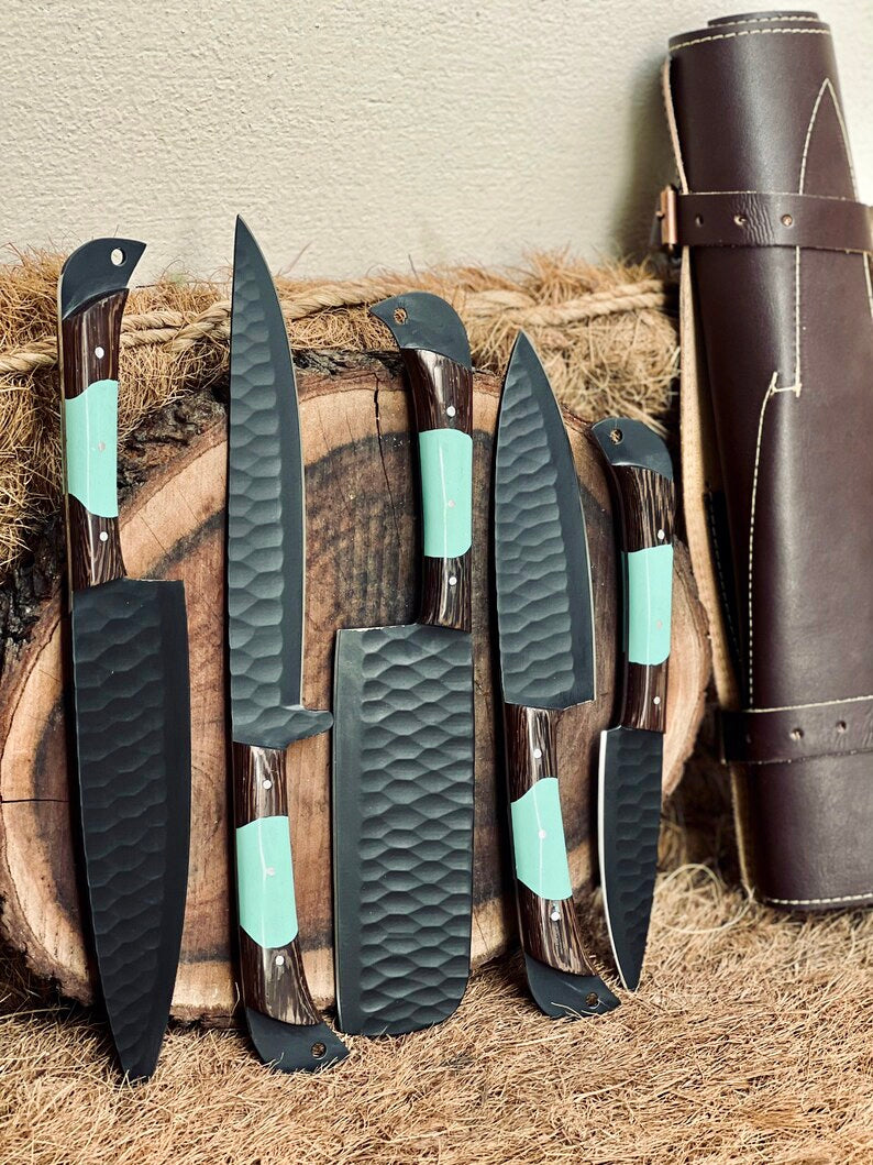 Here’s a fresh, seasonal rewrite with trending keywords and SEO-optimized structure: Product Title: Premium Knofe Set – 13" Forged Stainless Steel Blade with Wenge Wood & Resin Handle + Leather Sheath