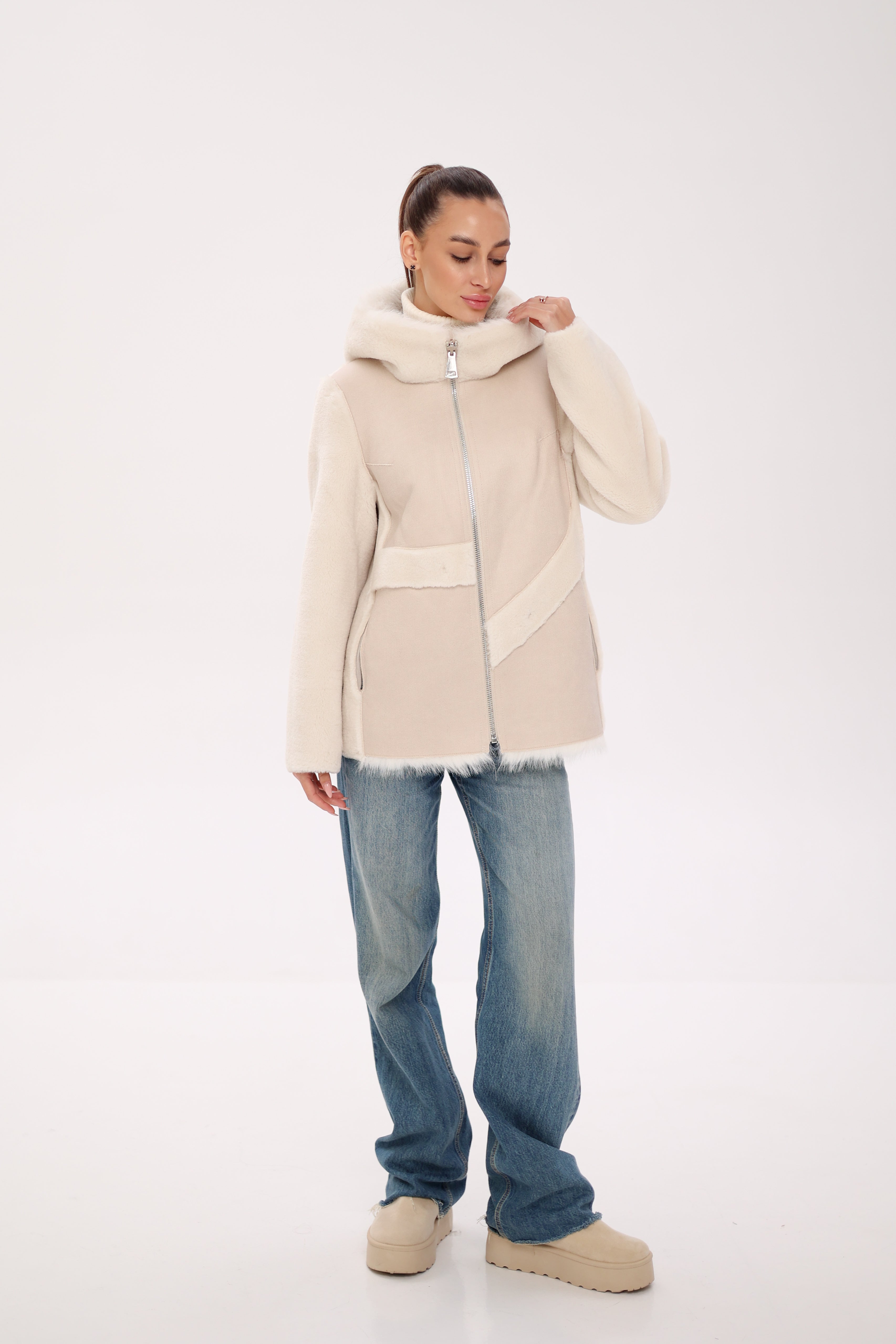 ⇆ Reversible Hooded Eco-Suede Jacket