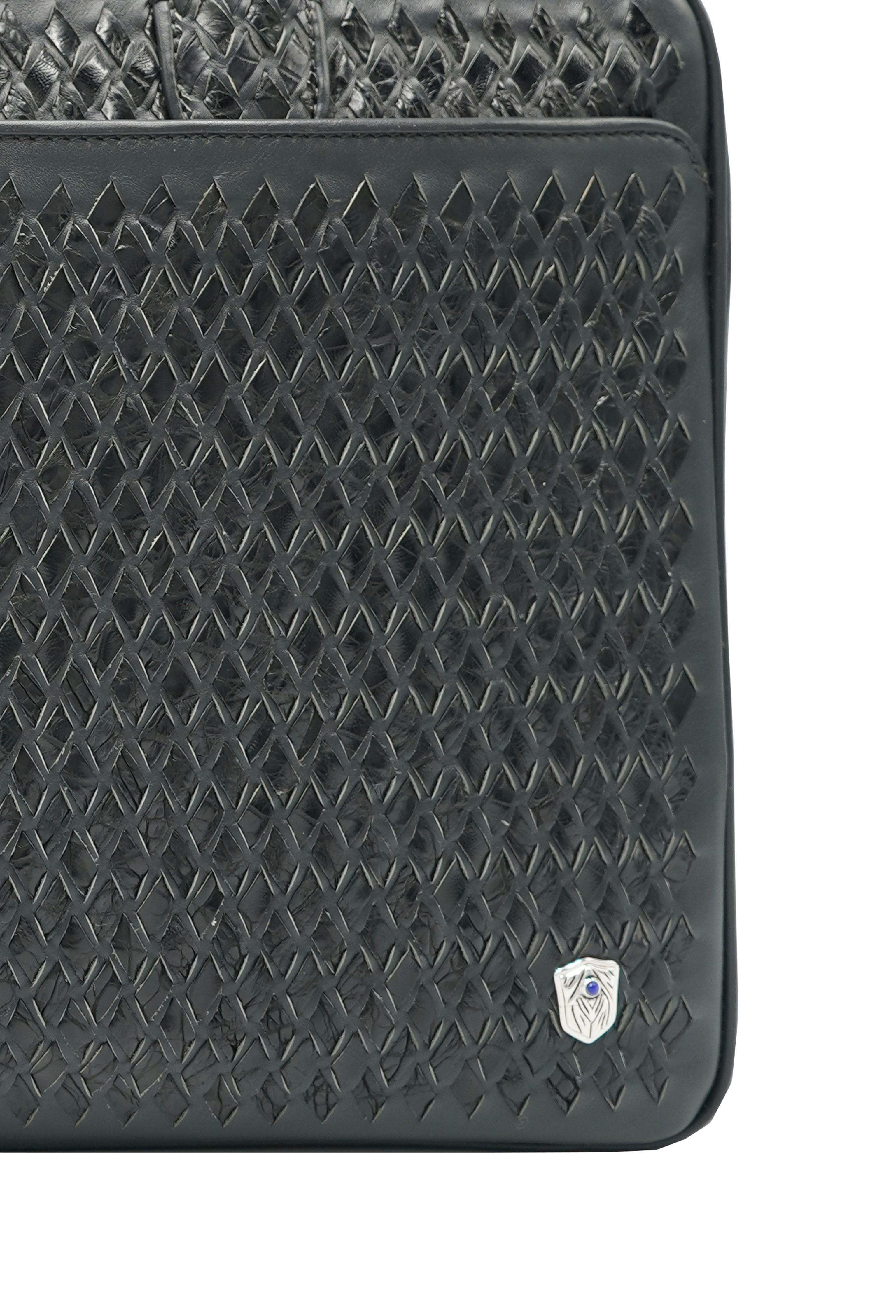 Tardini Woven Full-Grain Calfskin-Alligator Leather Briefcase Bag