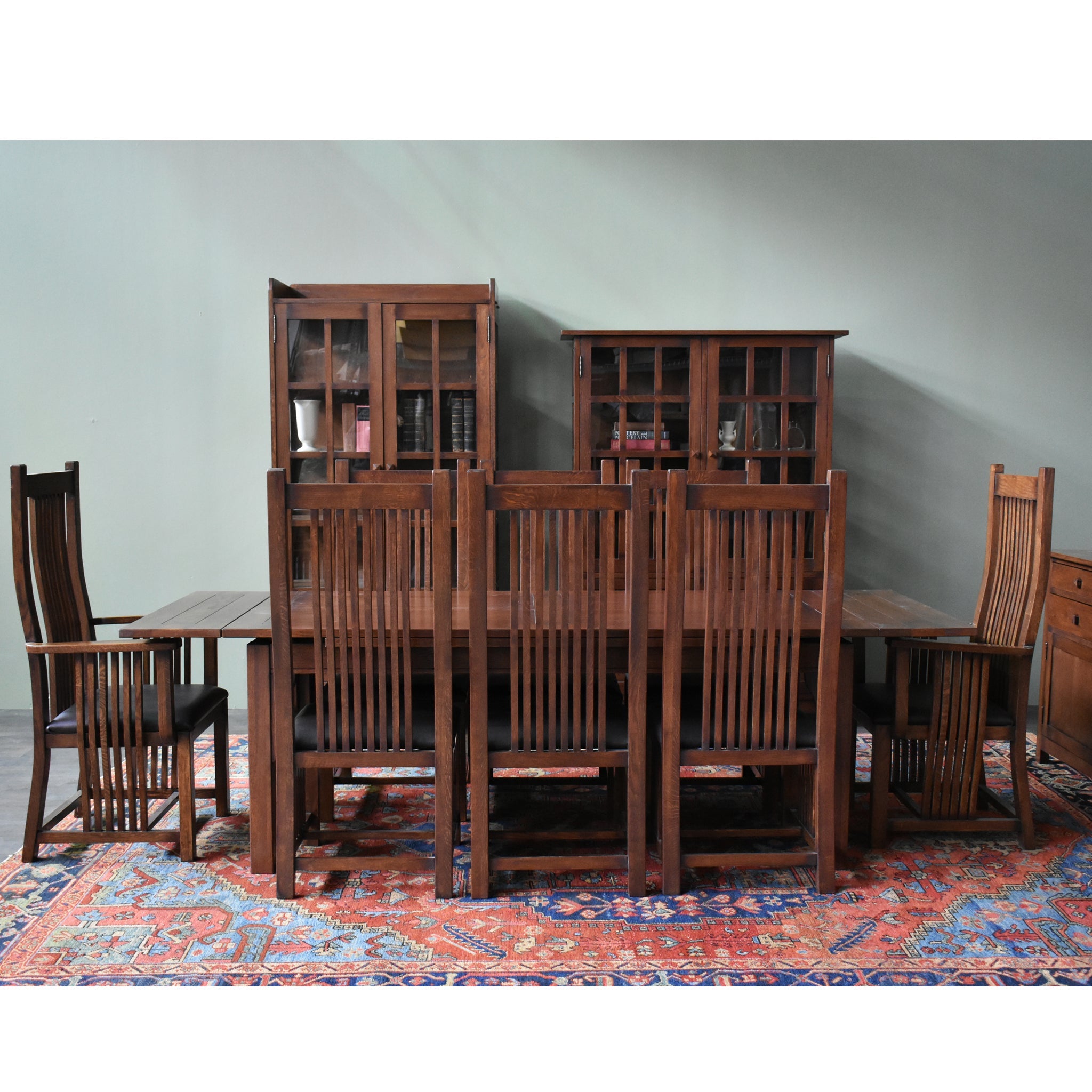 Mission Style Leaf Table-High Back Chair Dining Set-2 Color Available