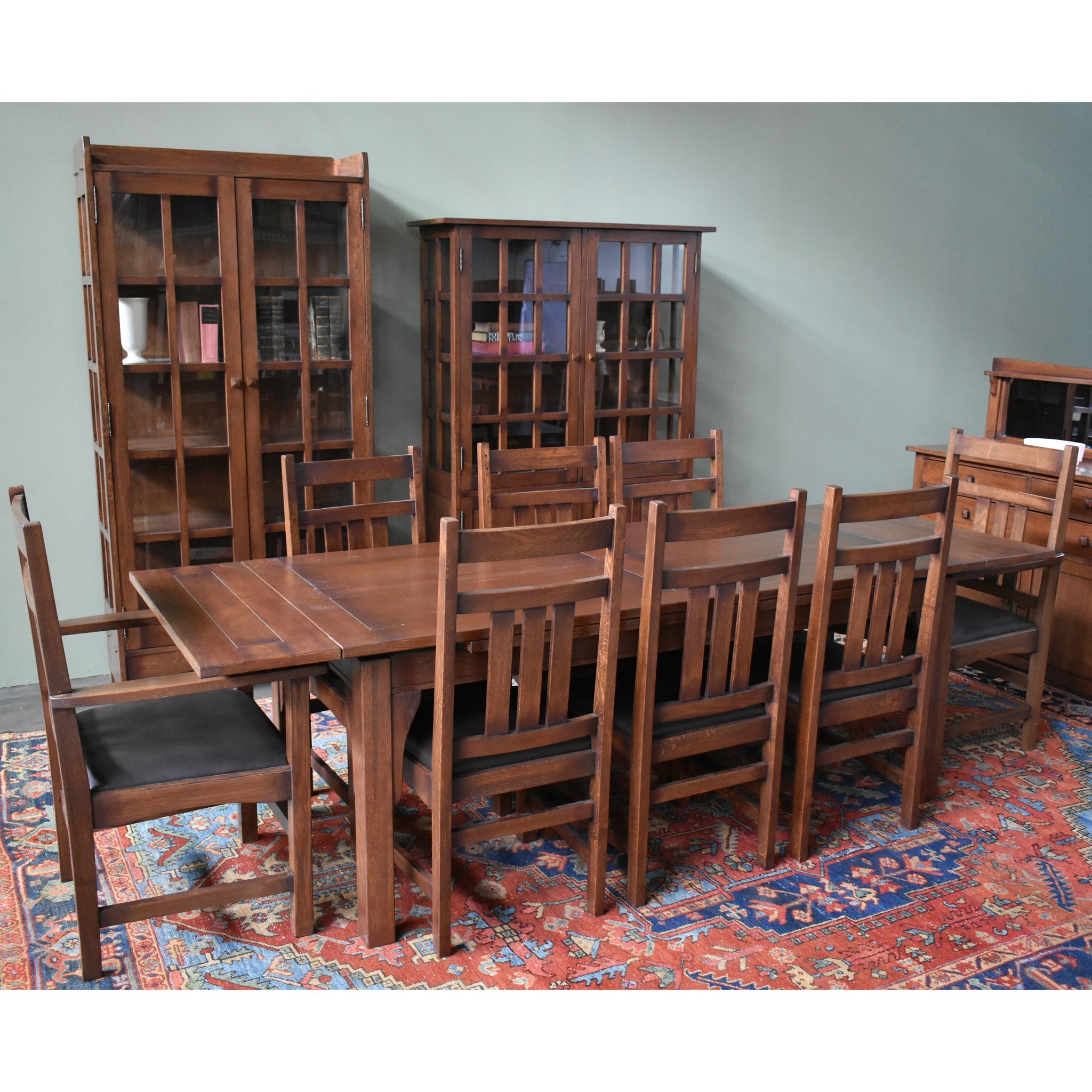 Preorder Mission Stow Leaf Table with #401 Chair Dining Set - Dark Oak