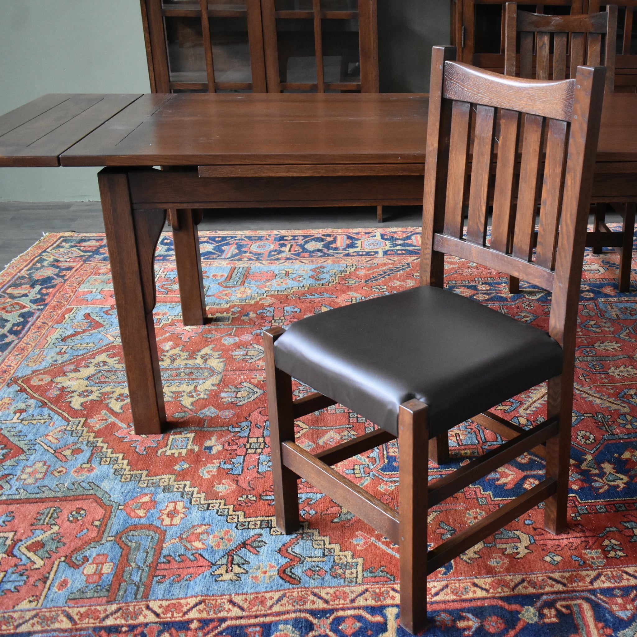 Mission Stow Leaf Table with #240 Chair Dining Set - Dark Oak