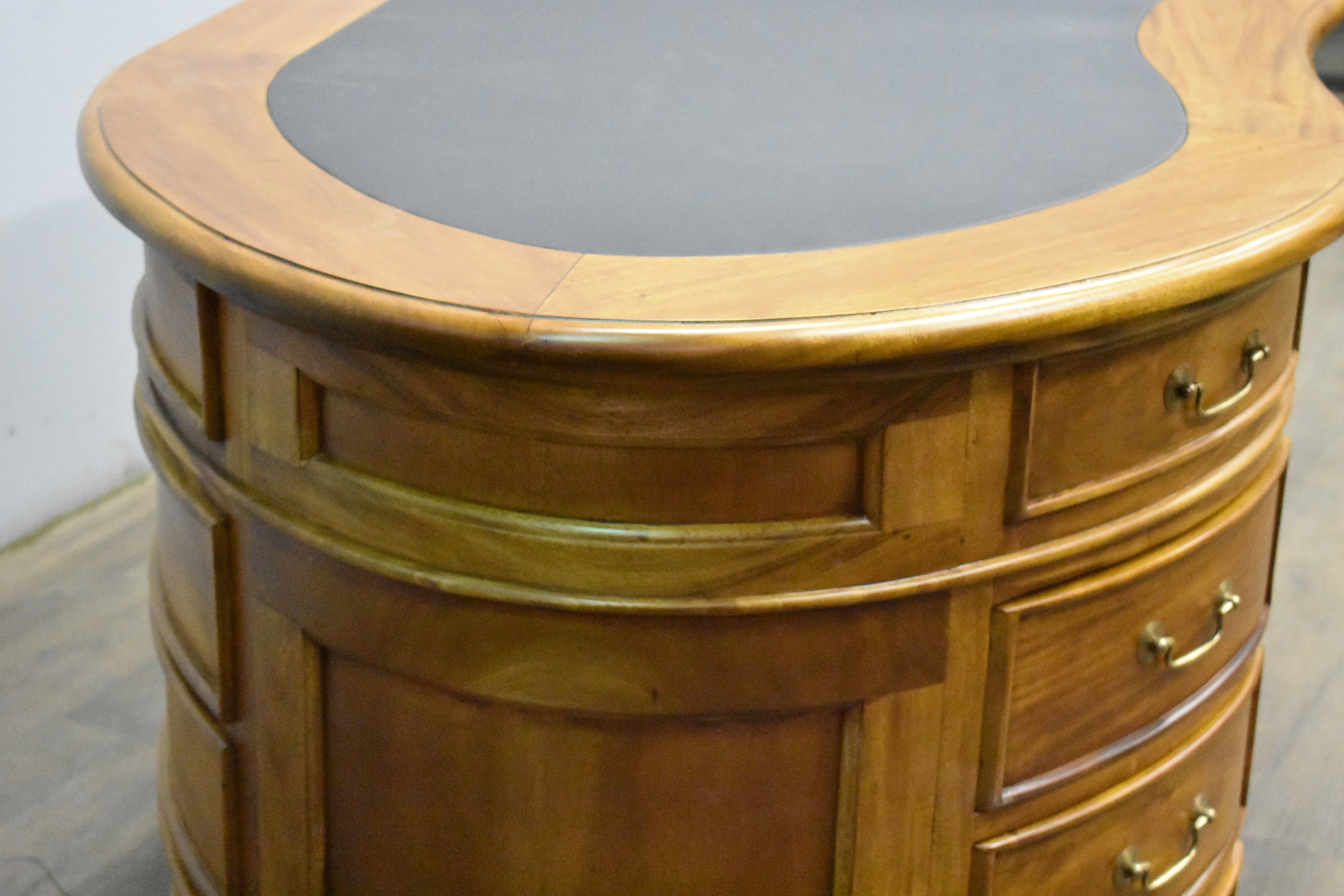 Legacy Mahogany Wood Leather Top Kidney Desk - Light Brown Walnut