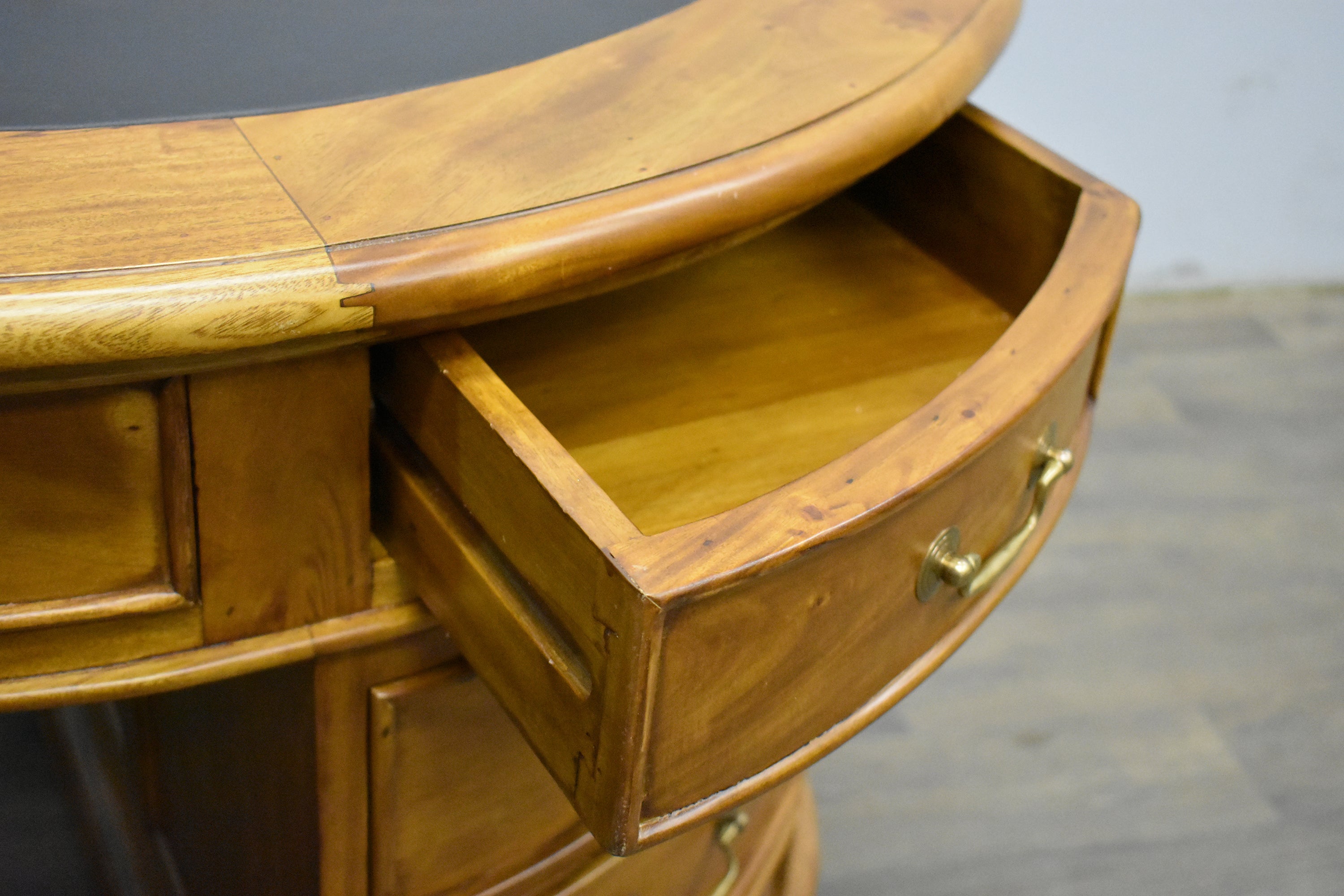 Legacy Mahogany Wood Leather Top Kidney Desk - Light Brown Walnut