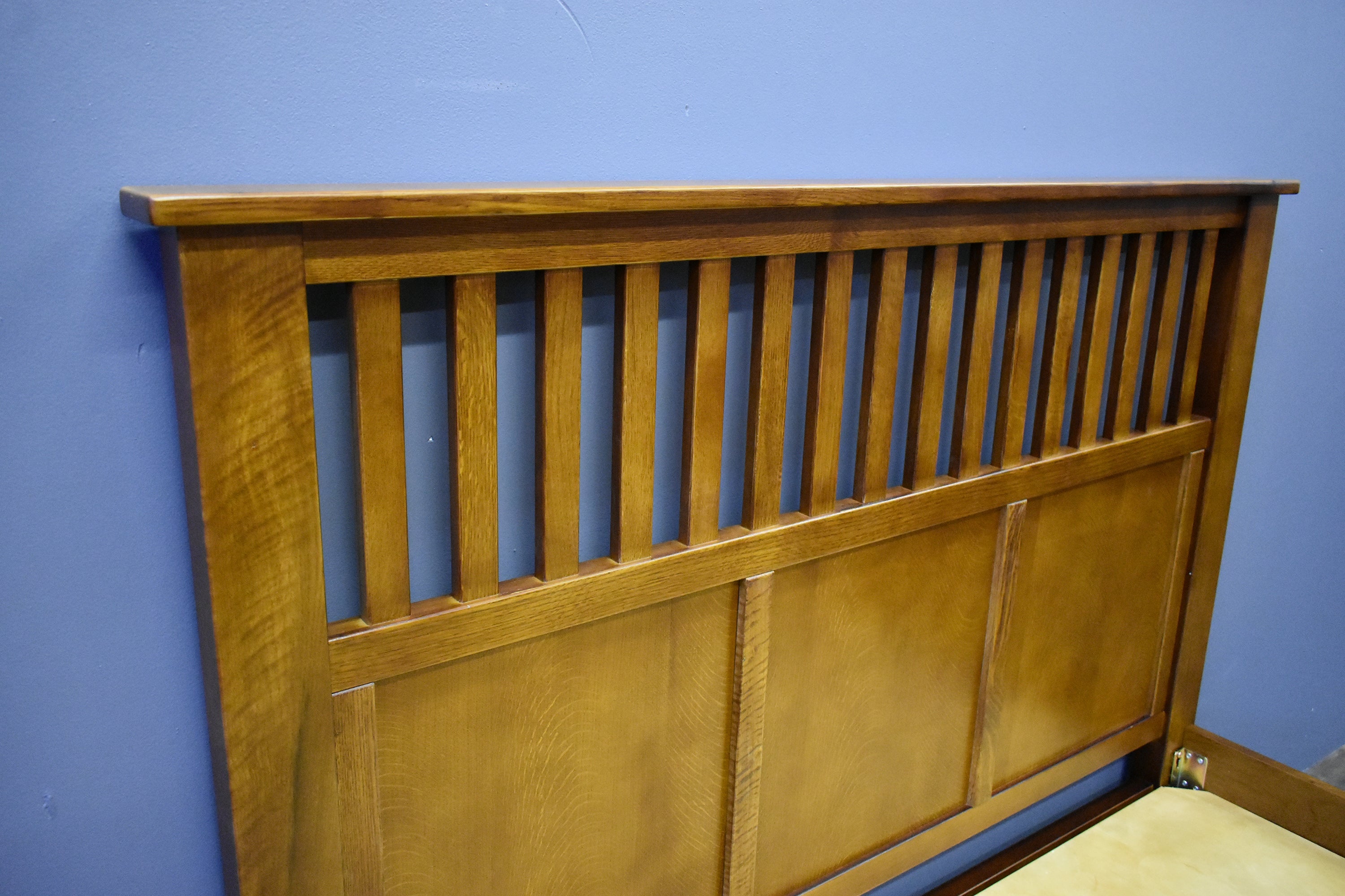 Mission Style Quarter Sawn Oak Bed with Slats - Michael's Cherry