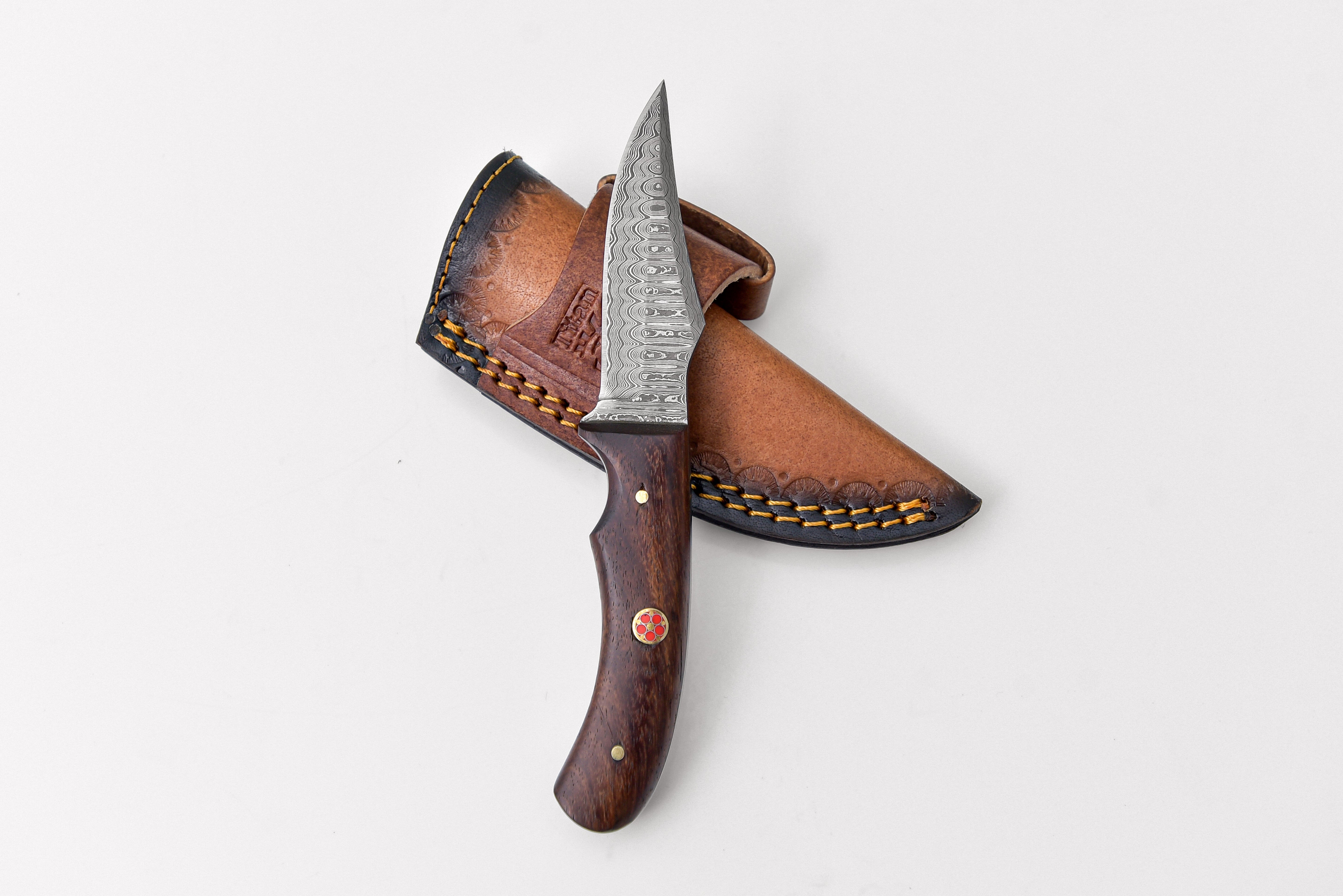 Damascus Steel Skinner Knife,Rosewood Grip by Titan Td-177