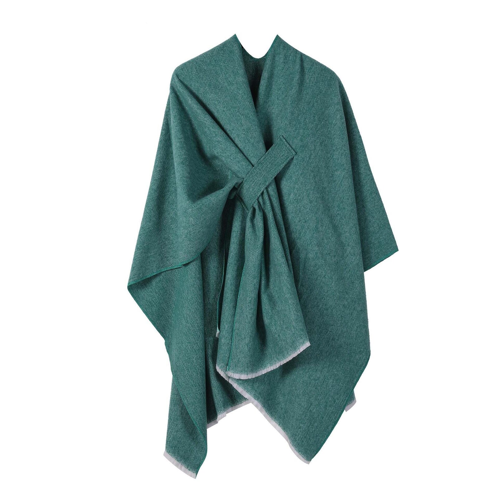 Autumn and winter solid color fashionable imitation cashmere shawl plain color split open cape