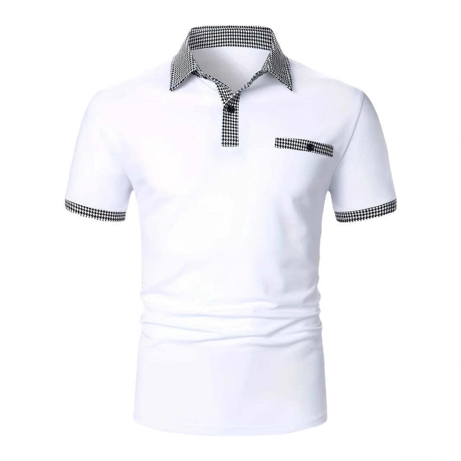 Polo shirt with houndstooth short sleeved collar and T-shirt top