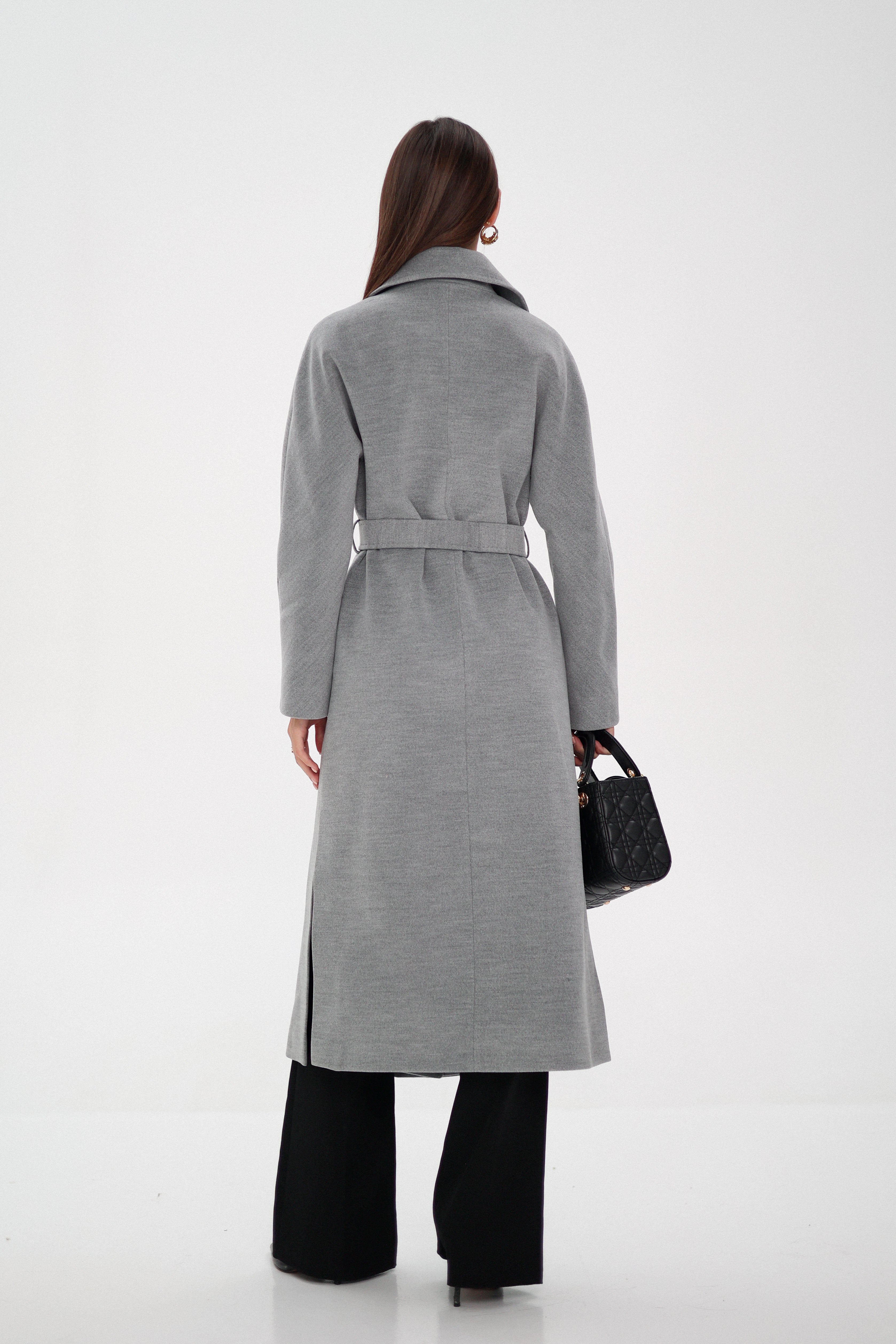 Cambridge Comfort Wraparound Wool Cashmere Coat in Dove