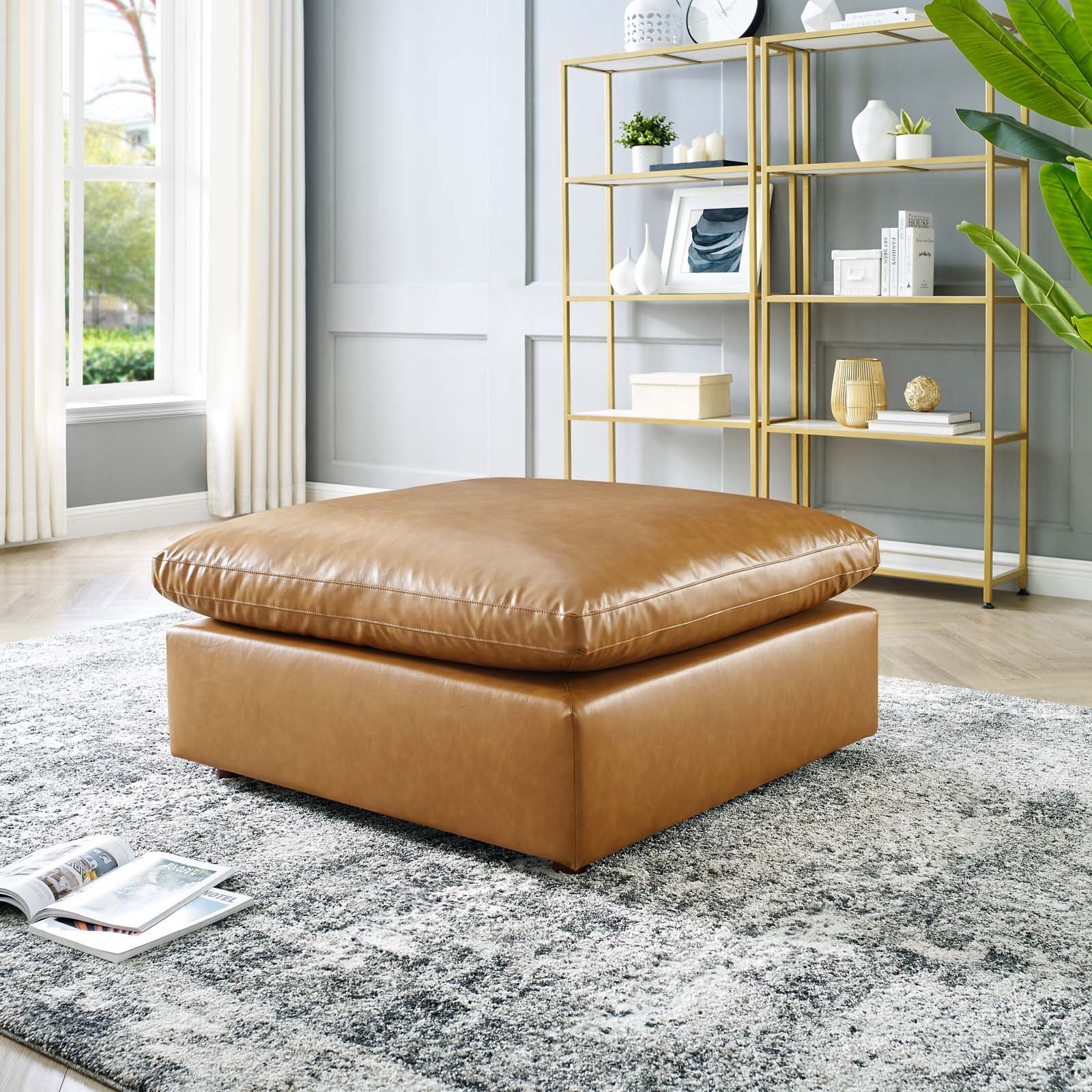 Commix Down Filled Overstuffed Vegan Leather Ottoman by Modway