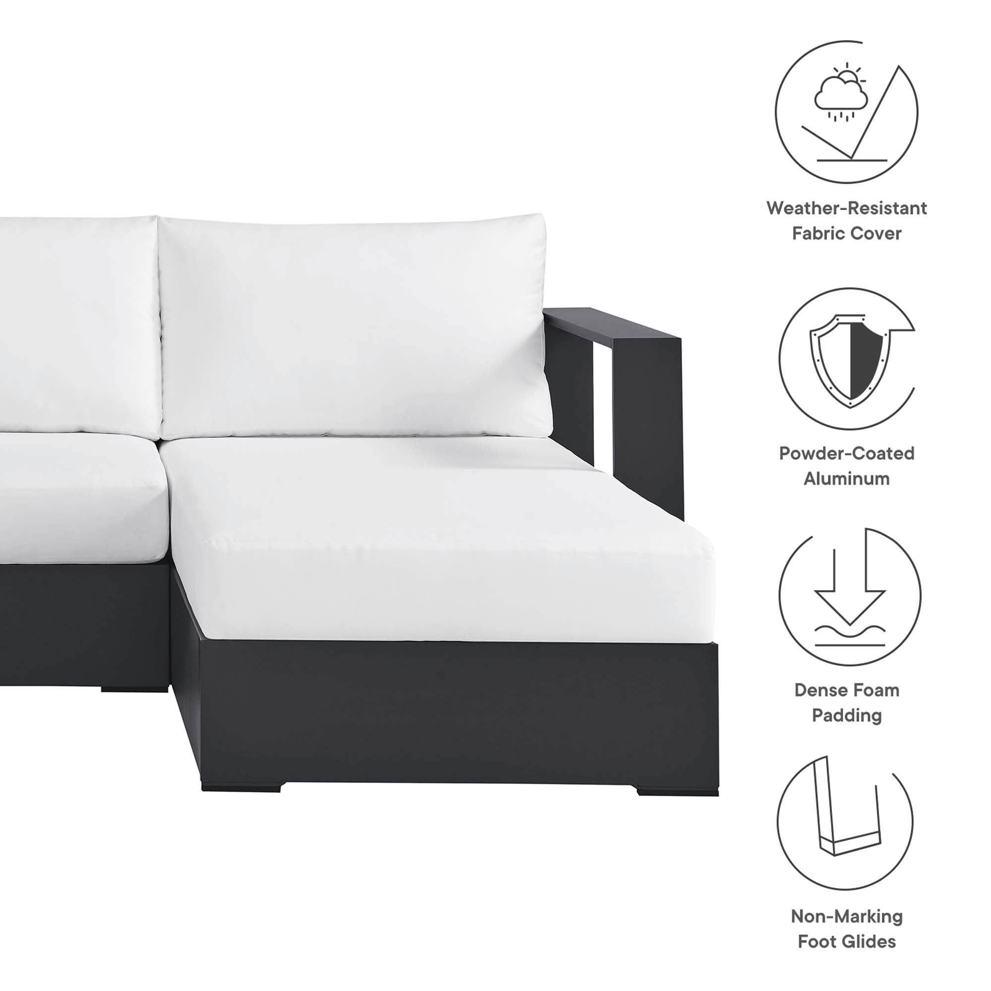 Tahoe 2-Piece Outdoor Aluminum Chaise Sectional Sofa