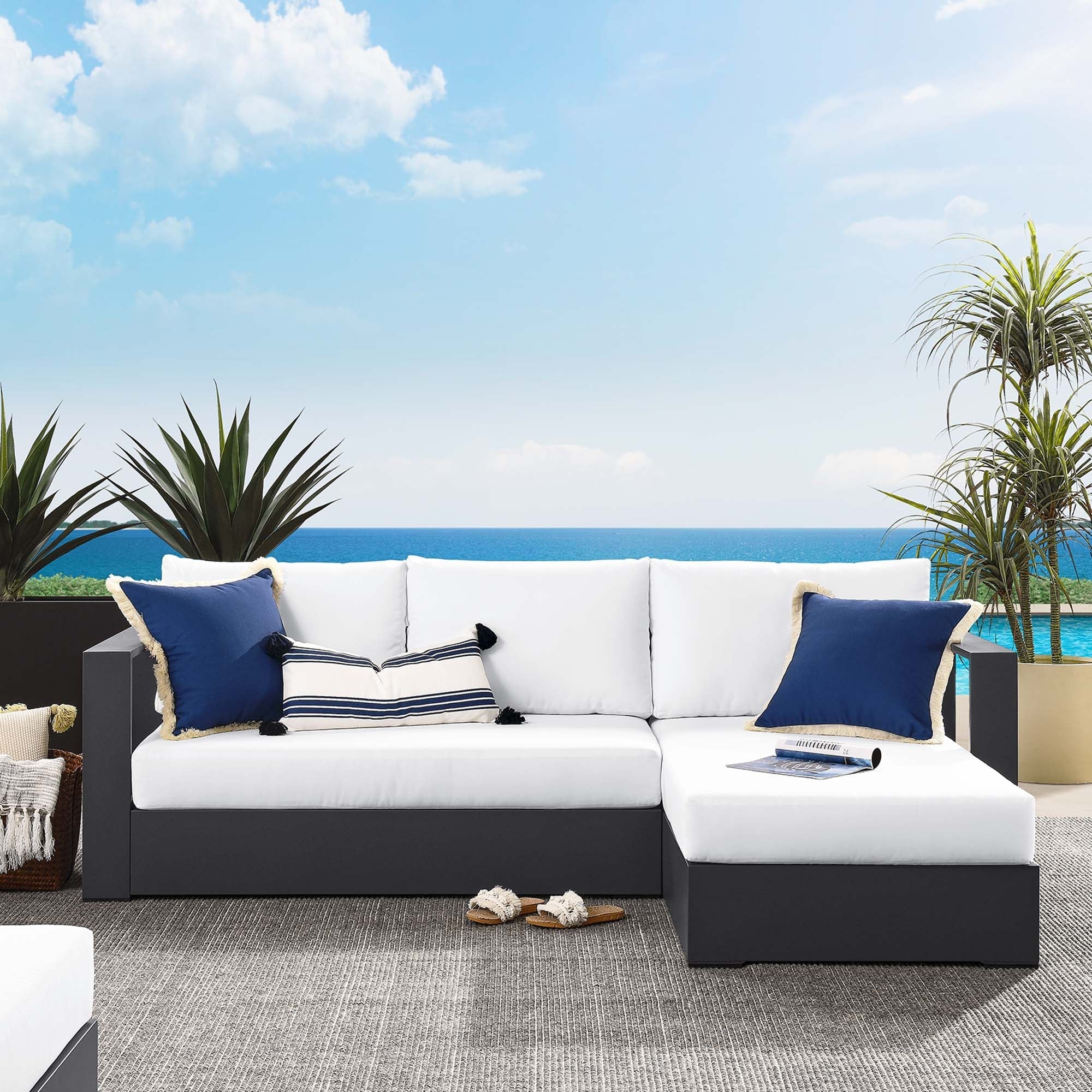 Tahoe 2-Piece Outdoor Aluminum Chaise Sectional Sofa