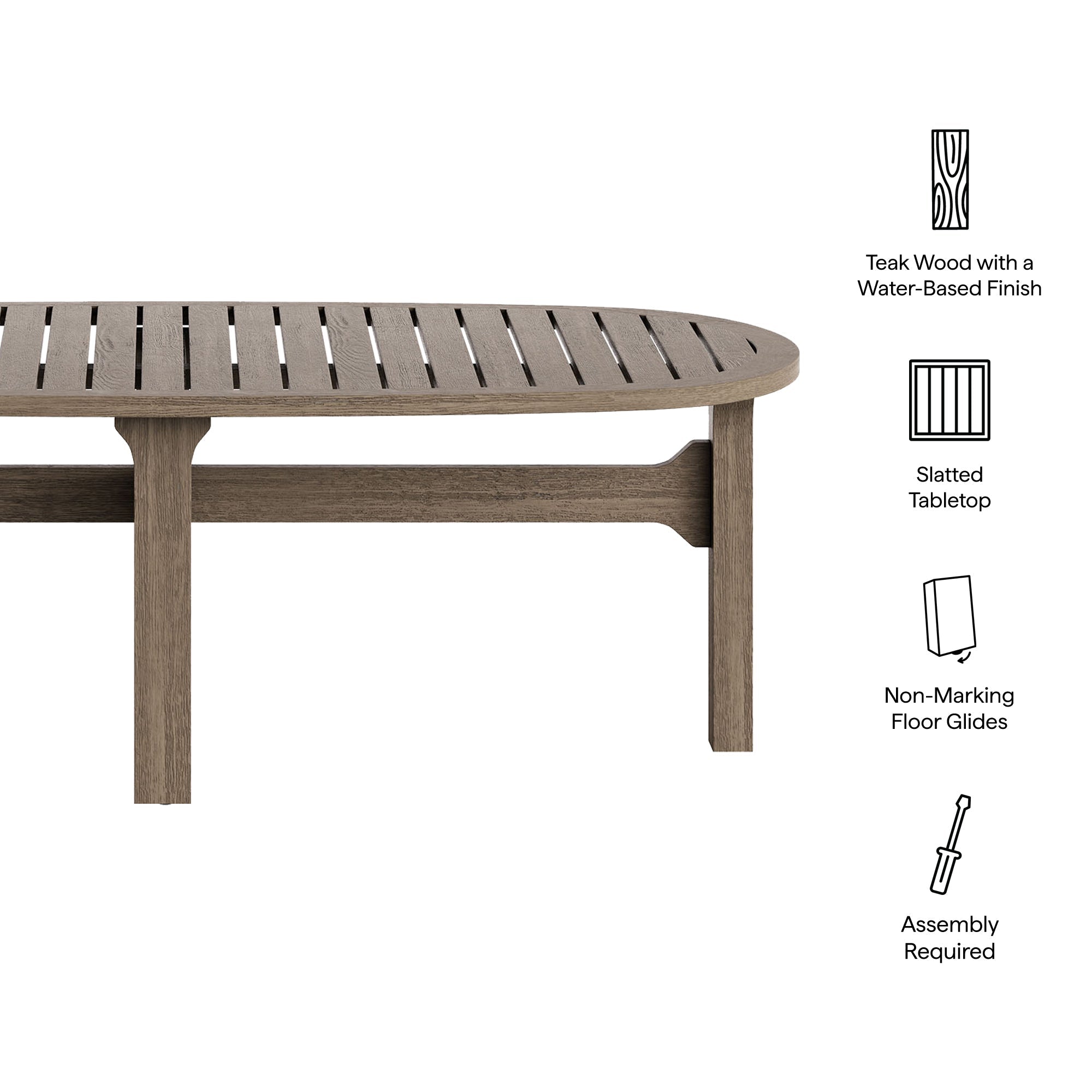 Saratoga Oval Outdoor Patio Teak Wood Coffee Table by Modway